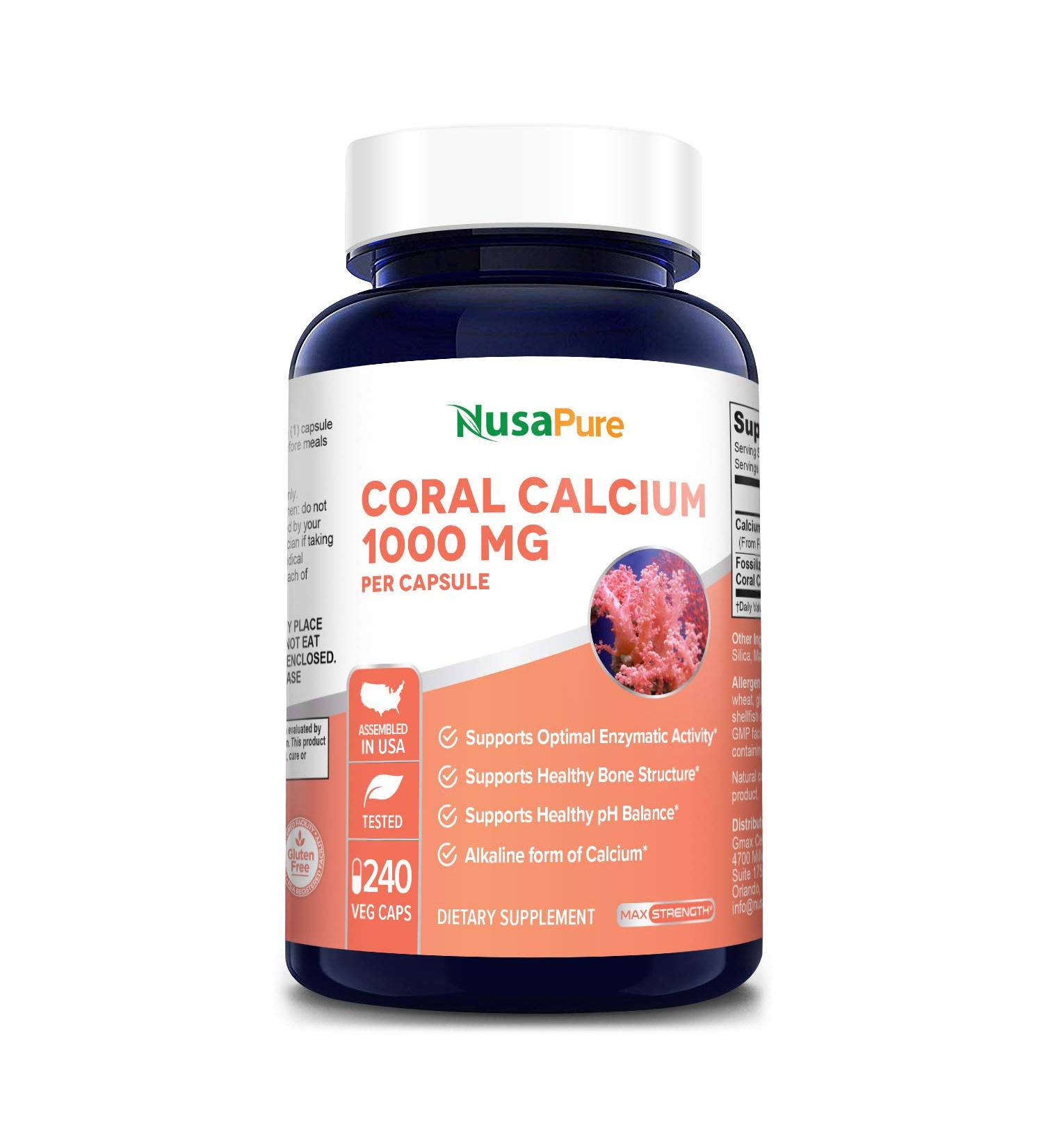 Coral Calcium 1000mg - 240 Capsules | Non-GMO & Gluten-Free - Buy Online on GoSupps.com