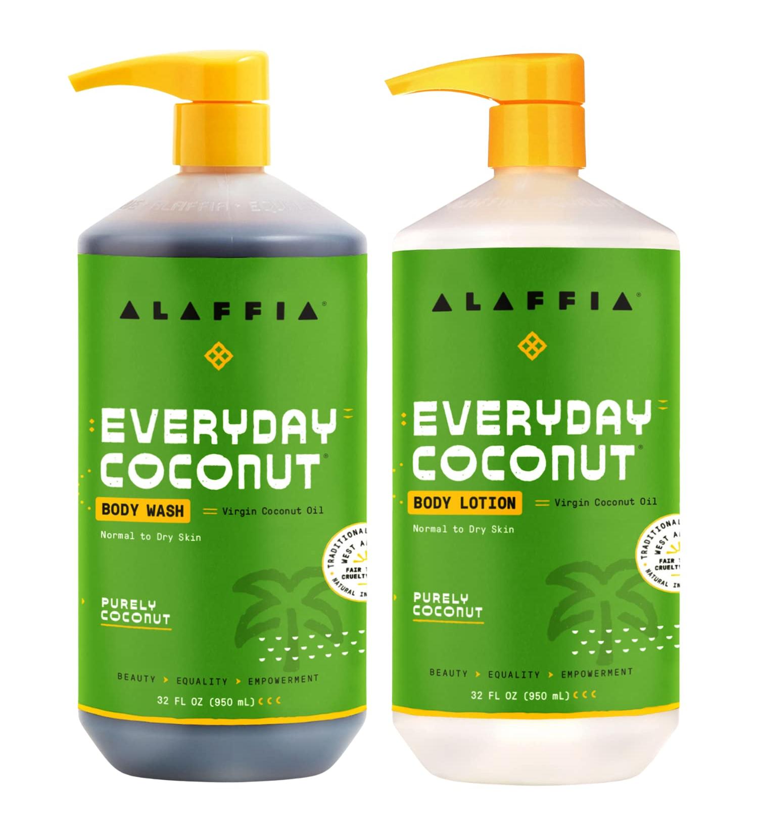 Alaffia Coconut & Coffee Berry Value Set - Body Wash & Lotion (32 Fl Oz) | Purely Coconut | Ships Internationally - Buy Online on GoSupps.com
