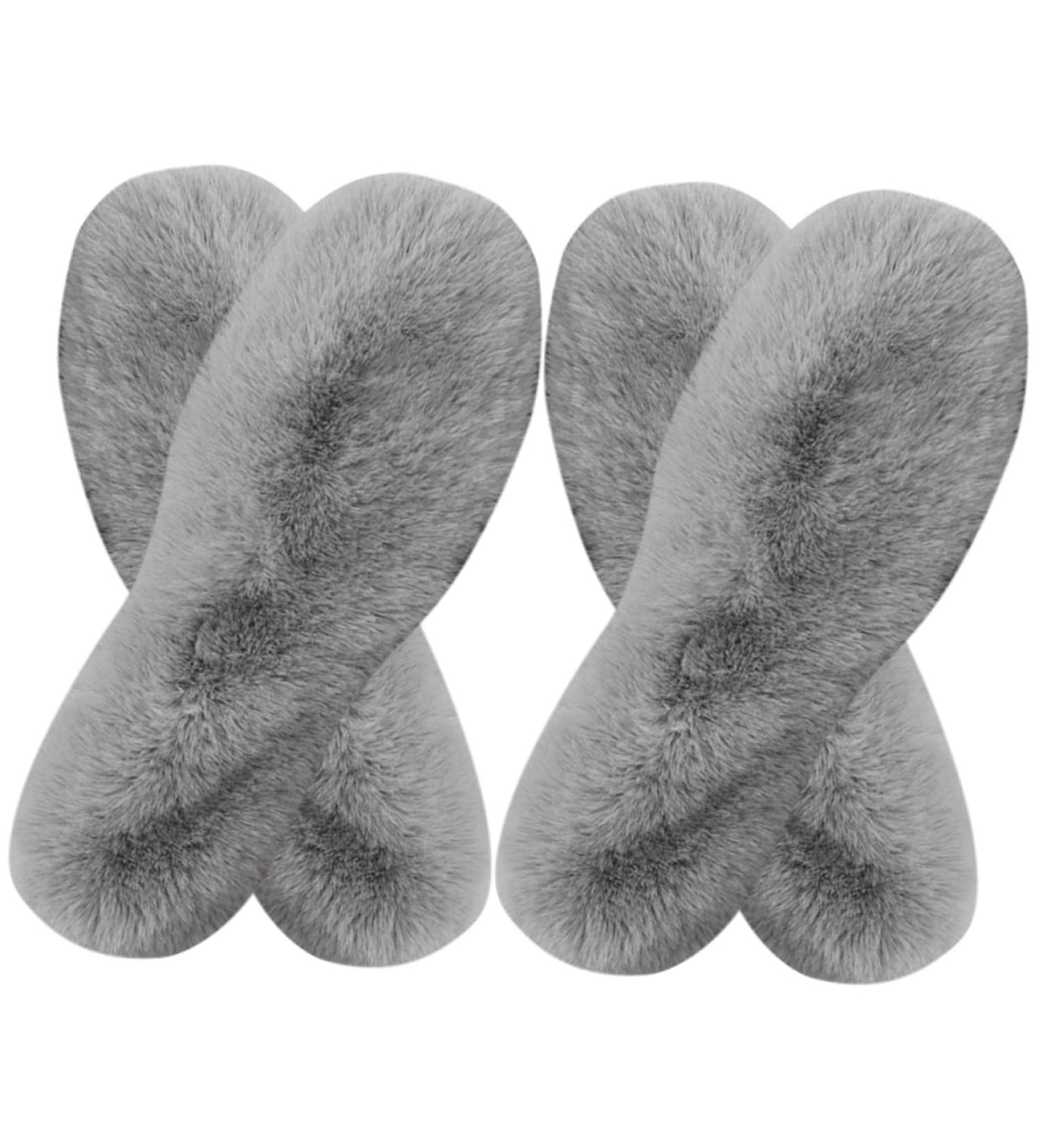 Mobestech Fluffy Soles for Women | 4 Pairs Faux Rabbit Fur Insoles | Cozy Holiday Shoe Inserts | Universal Fit Grey 28x10cm - Buy Online on GoSupps.com