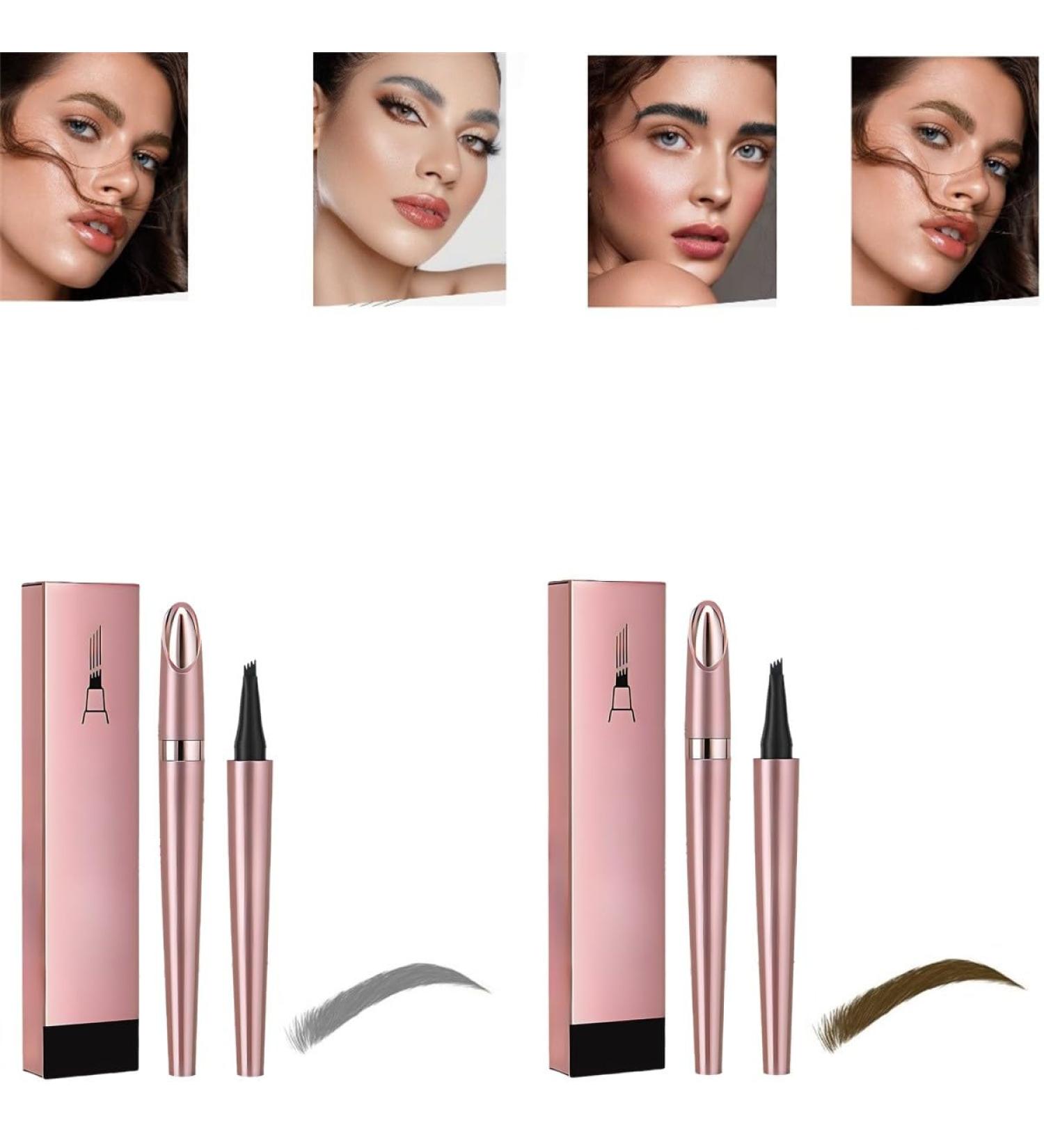 2024 Magic Eyebrow Pencil 4 Tip Microblading Eyebrow Pen Upgraded 3D Waterproof Eyebrow Pencils for Women Natural Makeup Fine Stroke Magic Eyebrow Pencil (Dark Brown+Gray) - Buy Online on GoSupps.com