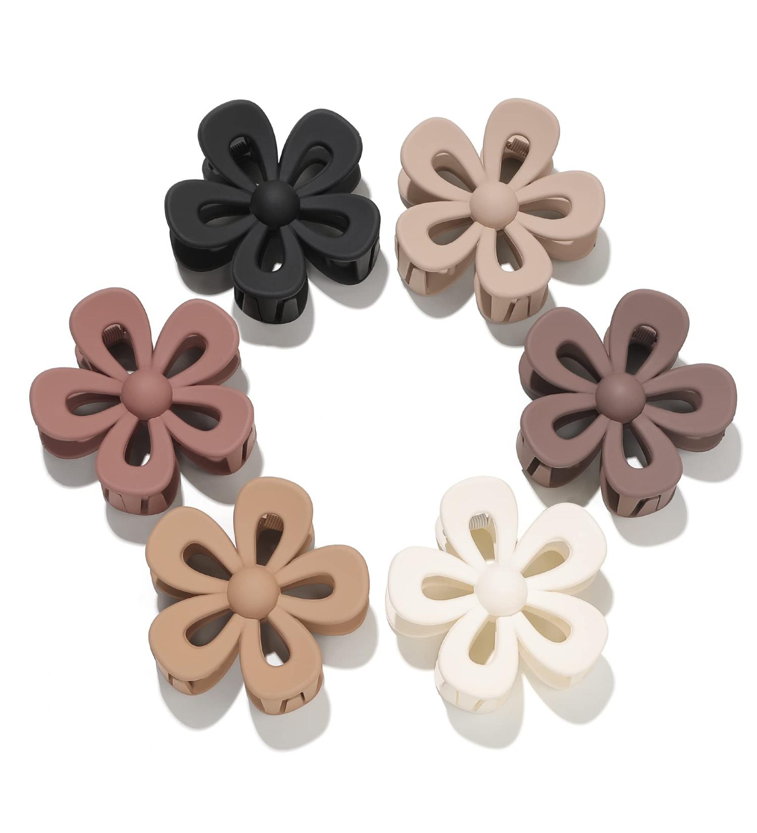 Matte Flower Hair Claw Clip for Thick Hair - Non Slip Strong Hold (6 Brown) - Buy Online on GoSupps.com