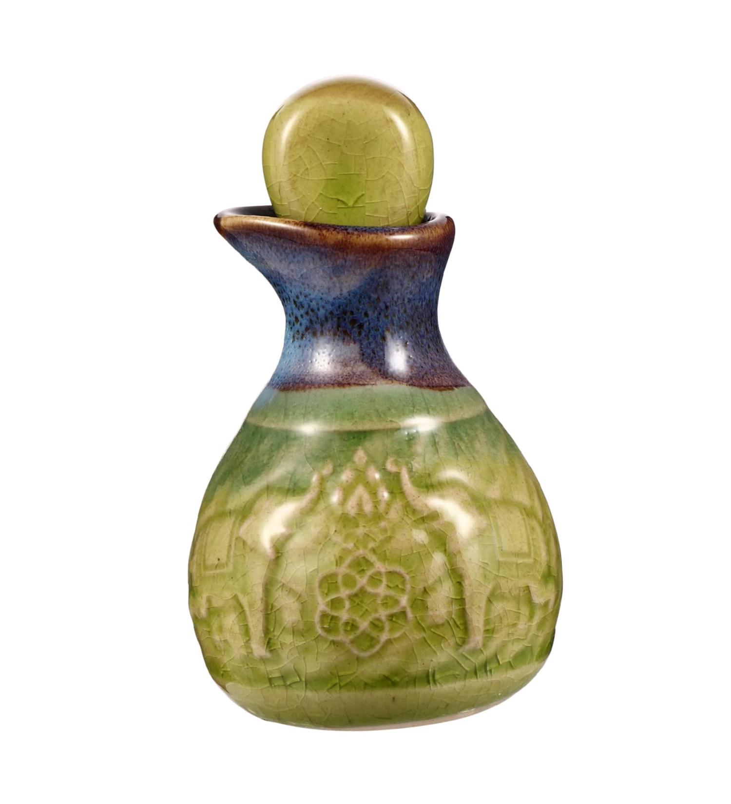 PRETYZOOM Japanese Decor 1 Set Aromatherapy Bottle Olive Oil Pot Dispenser Leg Mounting Plates Angled Diffuser Dispenser Bottle Retro Decor Cruets Dispenser Perfume Ceramics Liquid Bottle 9.5X5.5cm Green - Buy Online on GoSupps.com