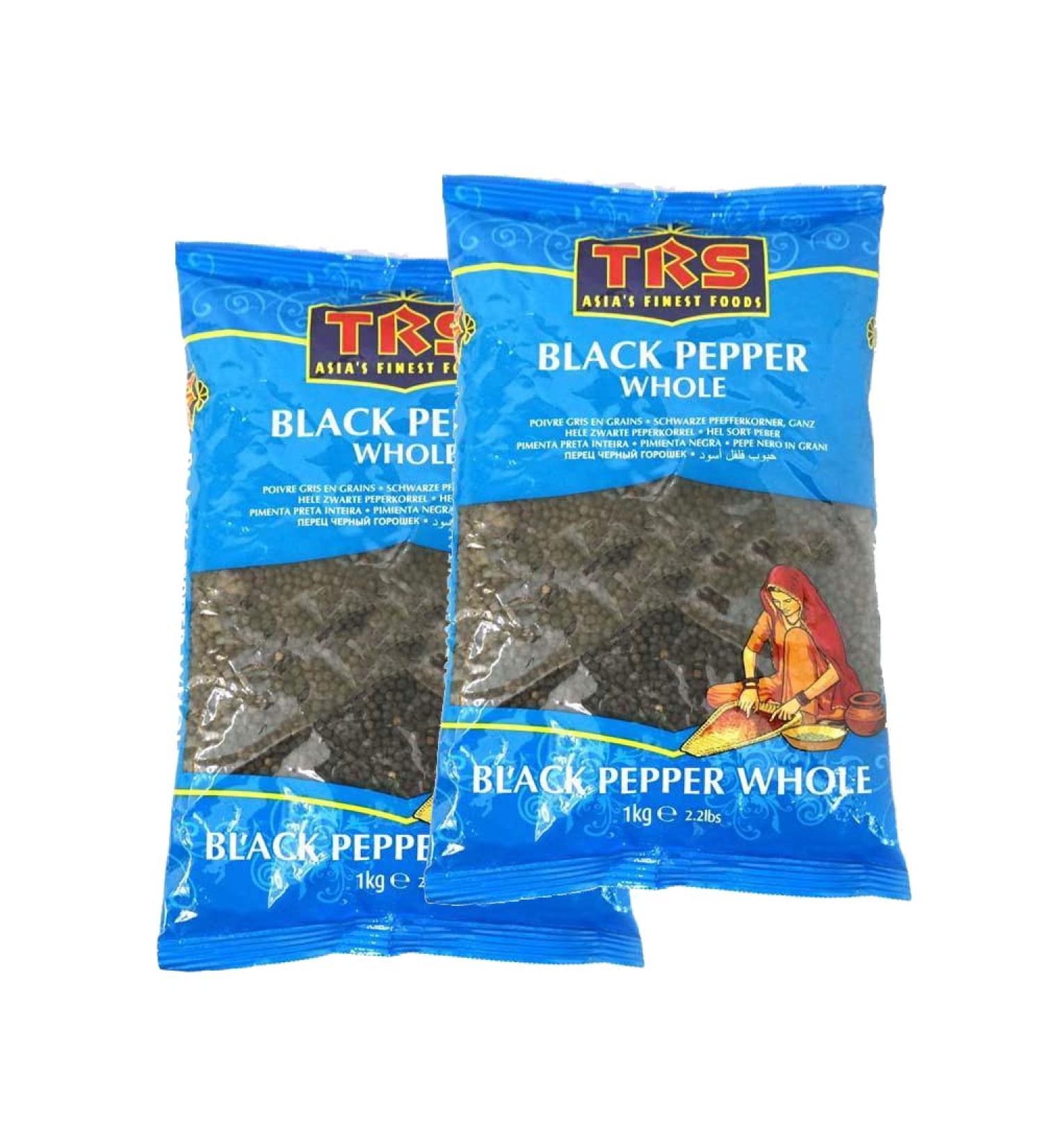 TRS Black Pepper Whole | 1KG | Whole Pepper | Gourmet Black Peppercorn | Peppercorns for Grinders |Ground Black Pepper |Indian Origin (Pack of 2) - Buy Online on GoSupps.com