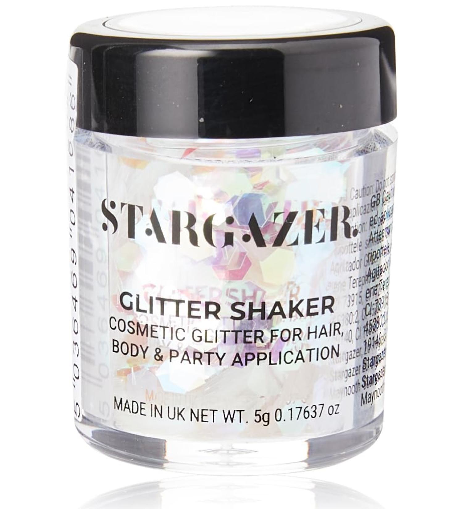 Stargazer Chunky Glitter Shaker UV White. Cosmetic glitter for use on the eyes lips face body hair and nails. - Buy Online on GoSupps.com