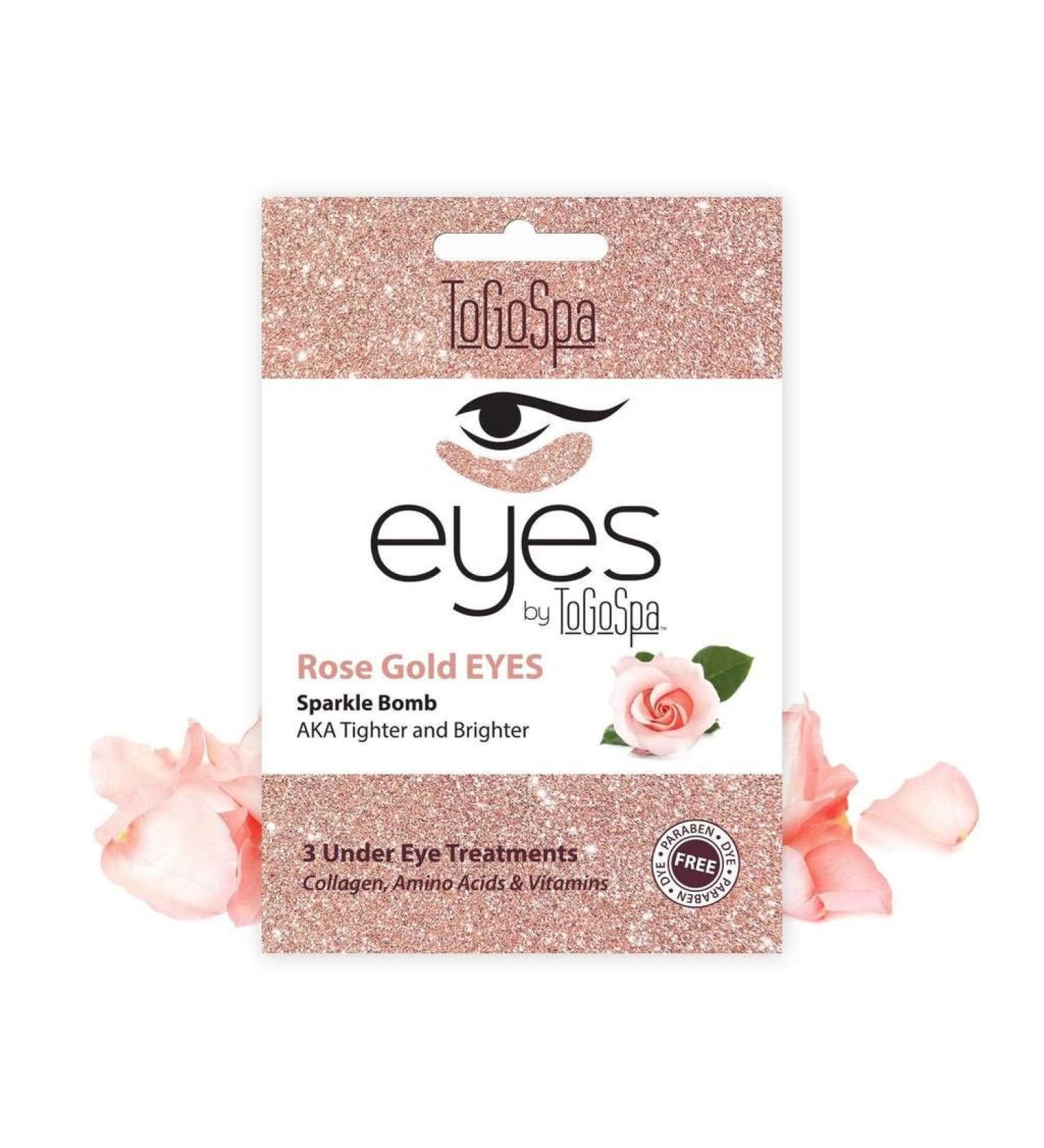 ToGoSpa Rose Gold EYES - Under Eye Repair Gel Masks | Collagen & Hyaluronic Acid for Tightening & Brightening - 3 Pack - Buy Online on GoSupps.com