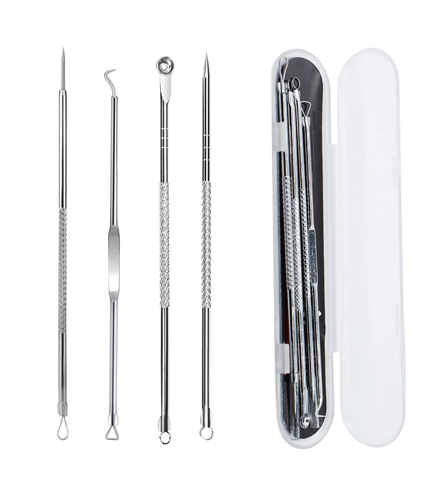 Blackhead Acne Removal Extractor Kit | Professional Stainless Pimple Blemish Tools with Storage Box - 4PCS - Buy Online on GoSupps.com