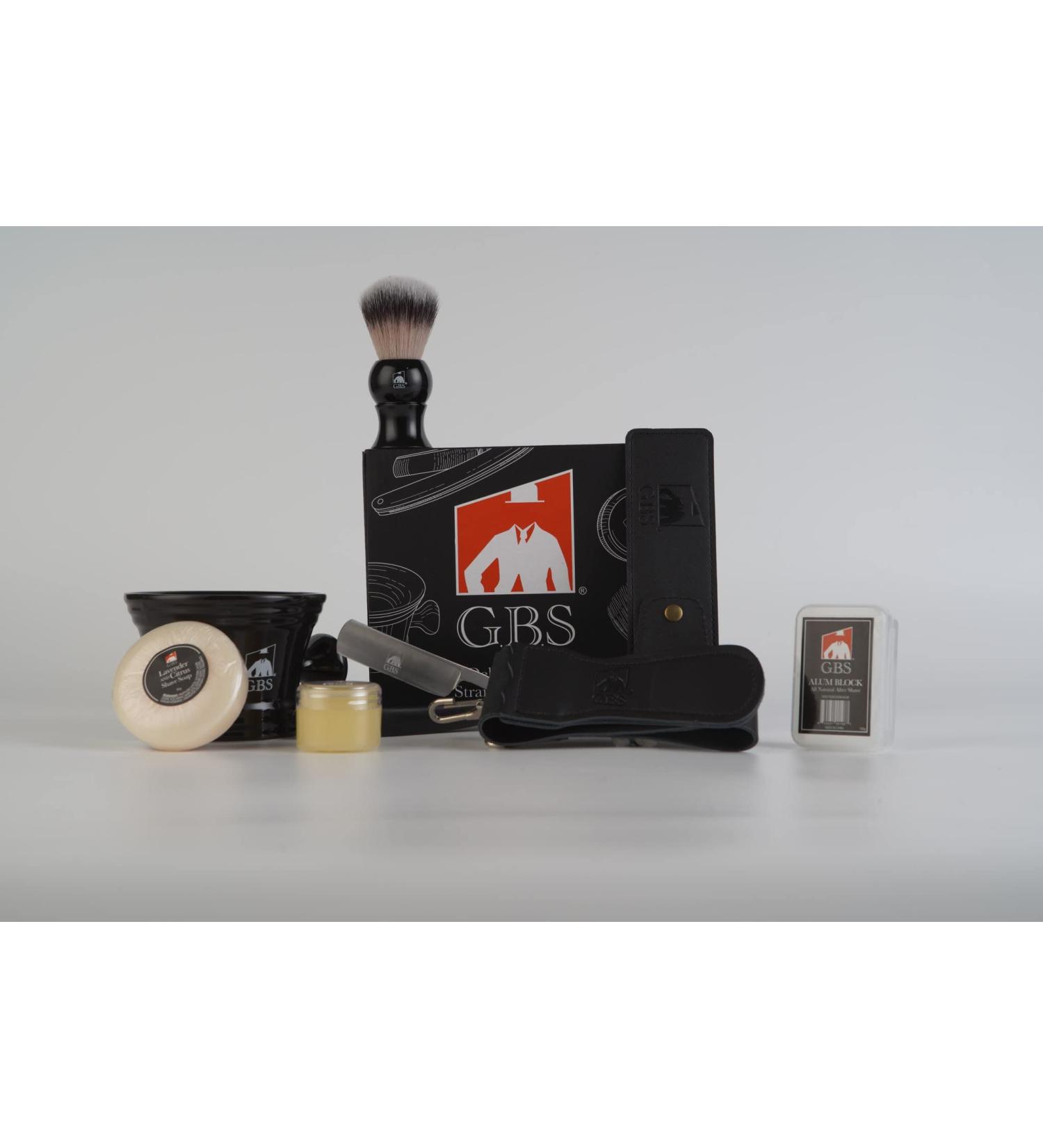 Buy G.B.S Wood Straight Razor & Complete Shaving Kit - Beard Grooming Box with Mug Natural Soap Brush Alum Block Strop - International Shipping Available - Buy Online on GoSupps.com