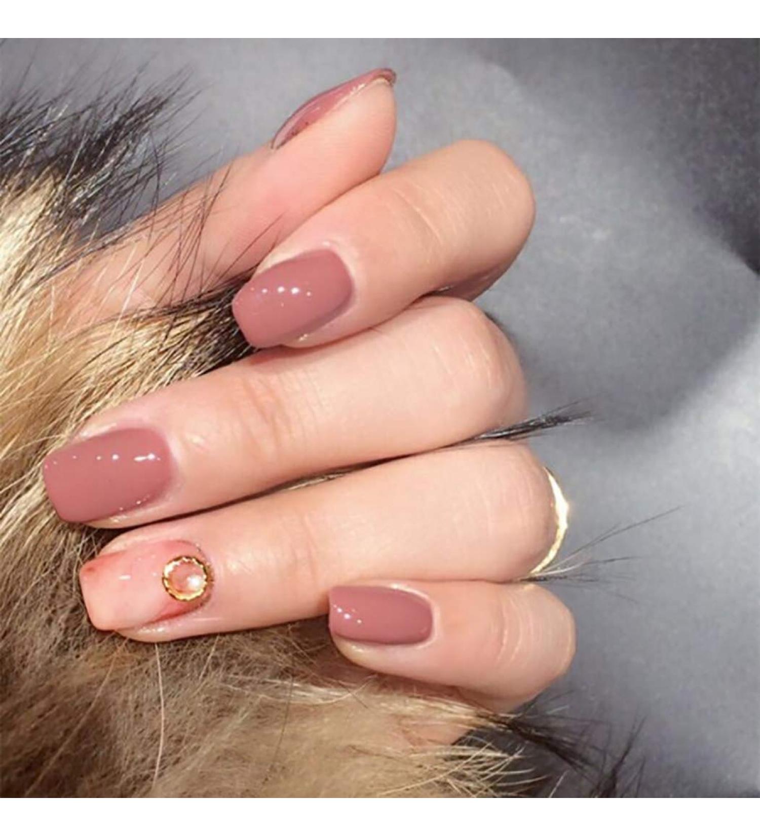 Shop Bohend Shiny Acrylic Short False Nails - Fashionable Nail Tips for Daily & Party Use | Perfect for Women & Girls - Buy Online on GoSupps.com