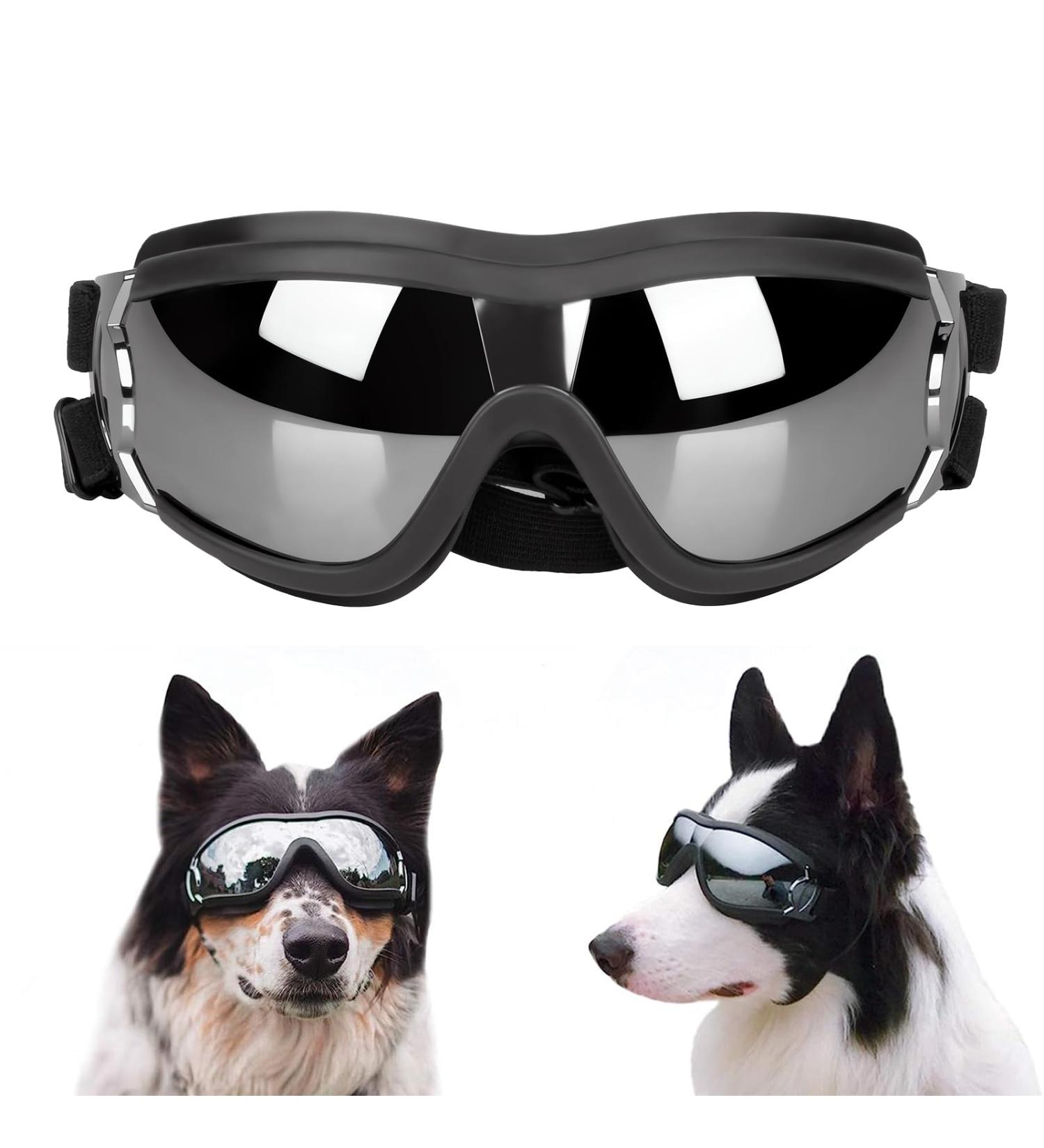 CATHERIS Dog Sunglasses Waterproof And Windproof Dog Goggles Anti-UV Sun Protection Dog Glasses Adjustable Elastic Fit For Large Medium And Small Dogs Black - Buy Online on GoSupps.com