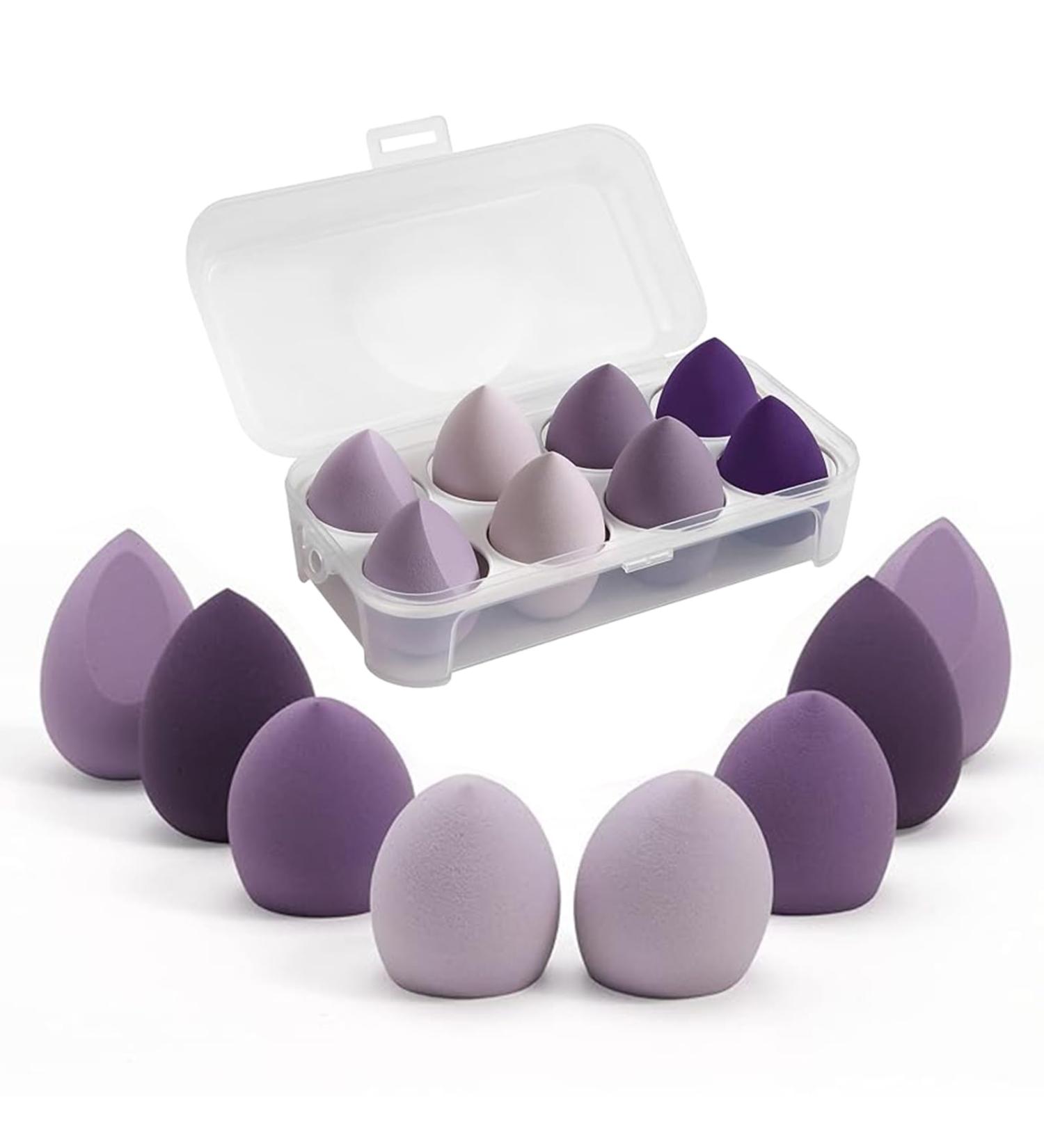 Euduq 8-Piece Makeup Sponge Set | Beauty Blender & Powdered Cosmetics Egg | Liquid Foundation & Powder Applicator | Washing Sponges & Slimming Pads | Purple - Buy Online on GoSupps.com