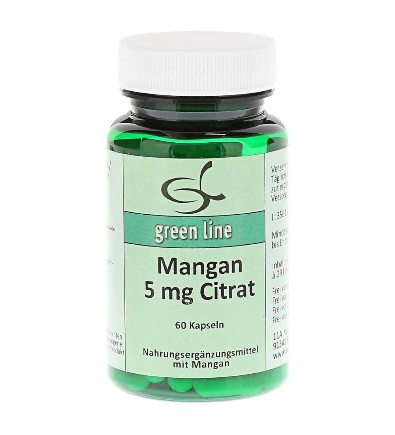 Manganese 5 mg citrate capsules 60 hours