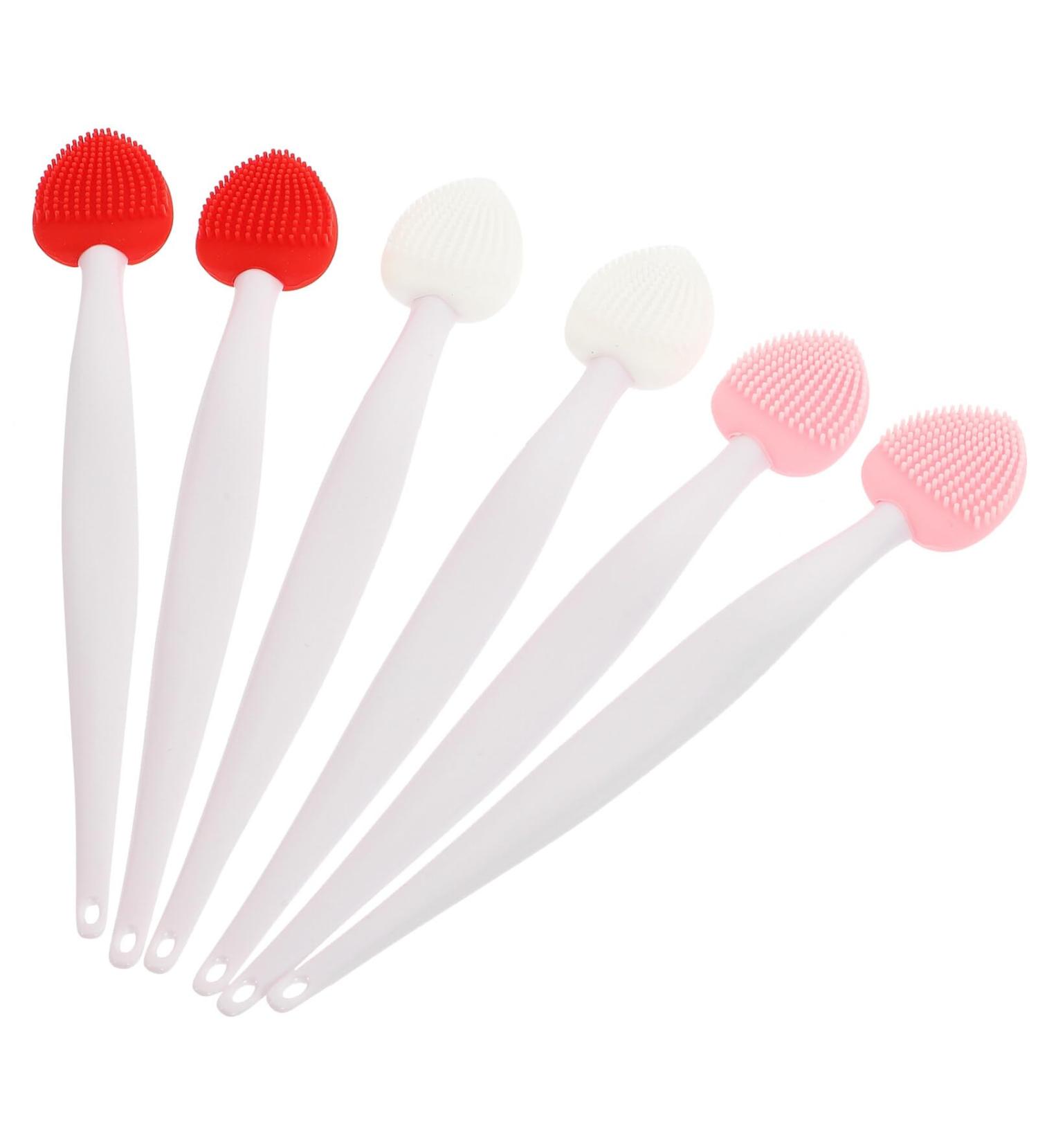 Beaupretty Silicone Exfoliating Lip Brush Set - 6 Double Sided Lip Scrubbers for Soft Plump Lips | Ideal for Dark Lips & Face Cleaning - Buy Online on GoSupps.com