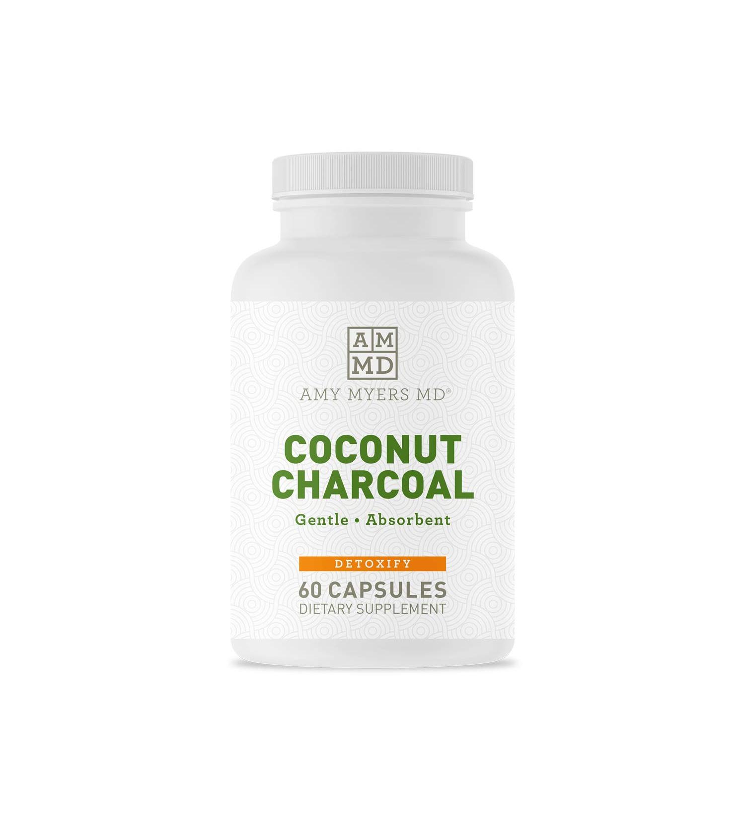 Coconut Charcoal Capsules by Dr. Amy Myers - Natural Gas Relief & Toxin Support - 60 Capsules - Buy Online on GoSupps.com