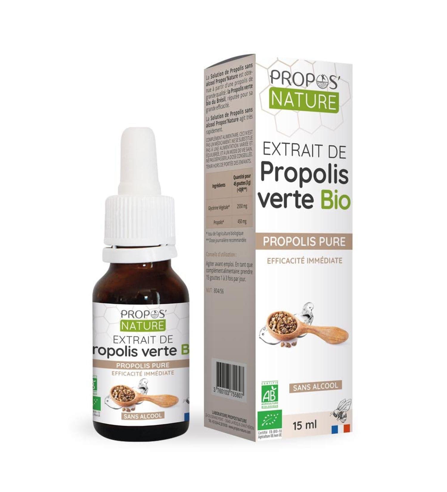 Organic Green Propolis Extract - Alcohol Free - Vegetable Glycerin - 15 ml - Propos'Nature - Buy Online on GoSupps.com