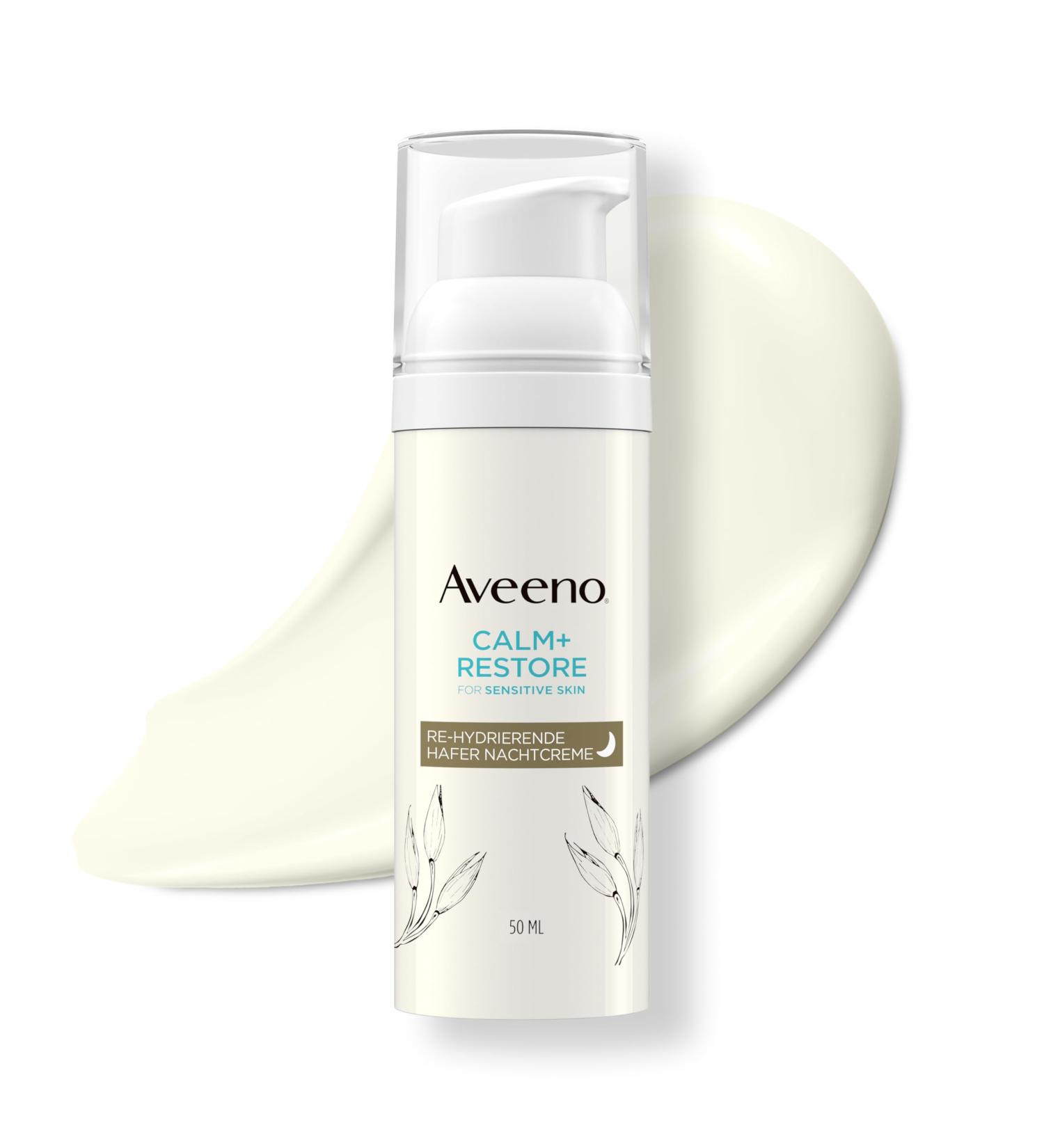 Aveeno Aveeno CALM+RESTORE Night Cream Soothing oat and shea butter treatment for sensitive skin strengthens the skin barrier moisturizing and fragrance-free