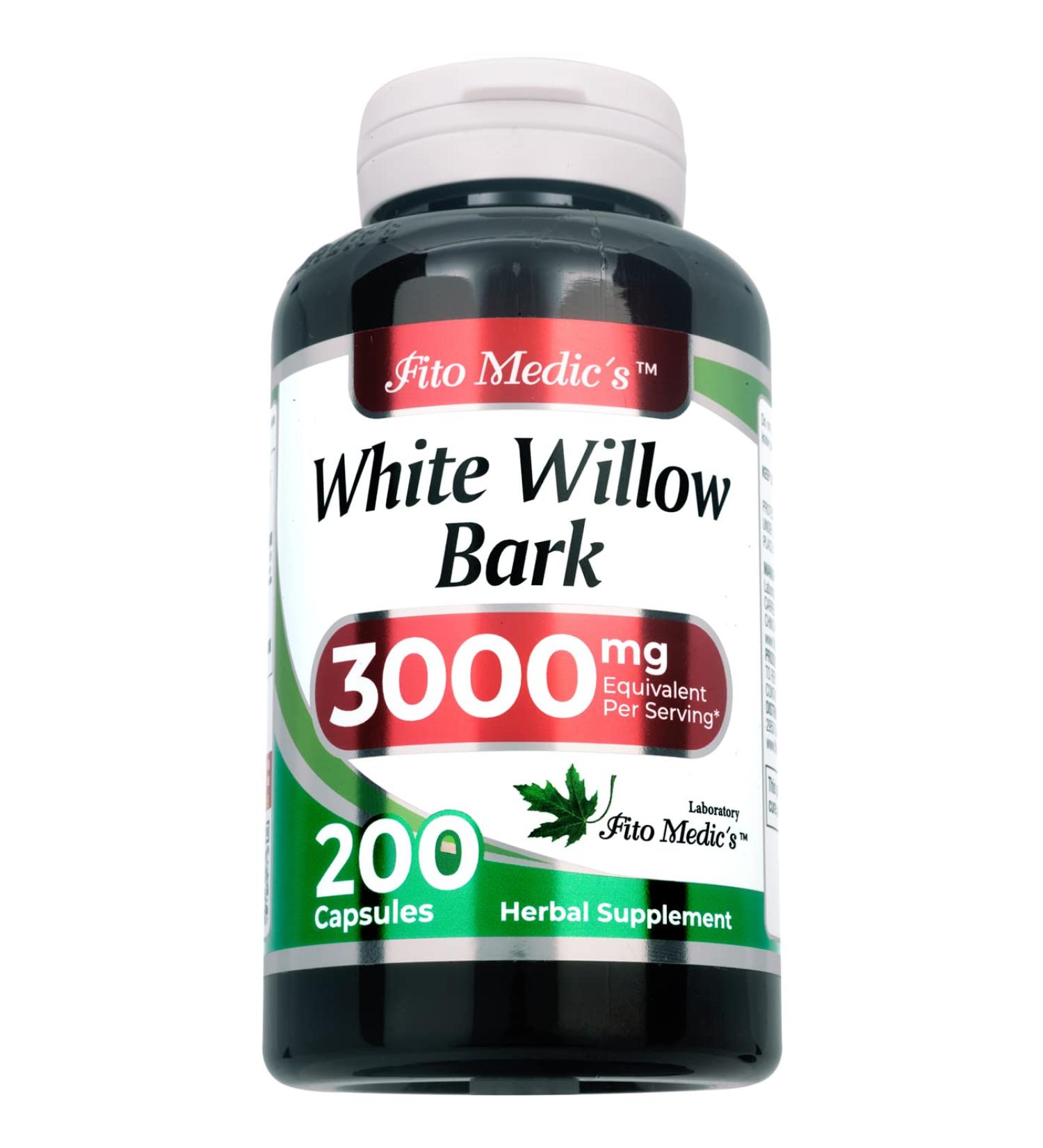 FITO MEDIC S Lab White Willow Bark Capsules - 3000 mg 200 Count - Ultra High Absorption for Optimal Health - Buy Online on GoSupps.com