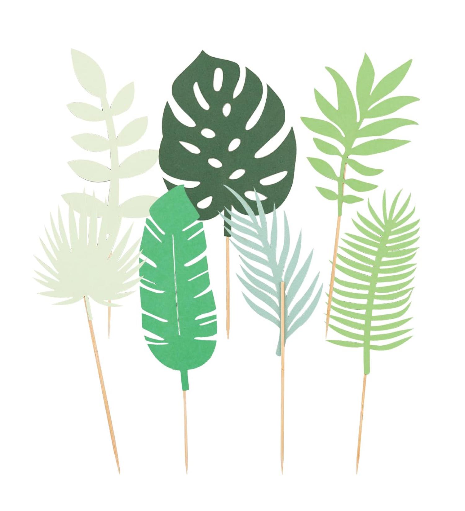 7Pcs Tropical Palm Leaves Cake Topper GLADFRESIT Greenery Cake Decorations for Hawaiian Themed Birthday Party Supplies - Buy Online on GoSupps.com