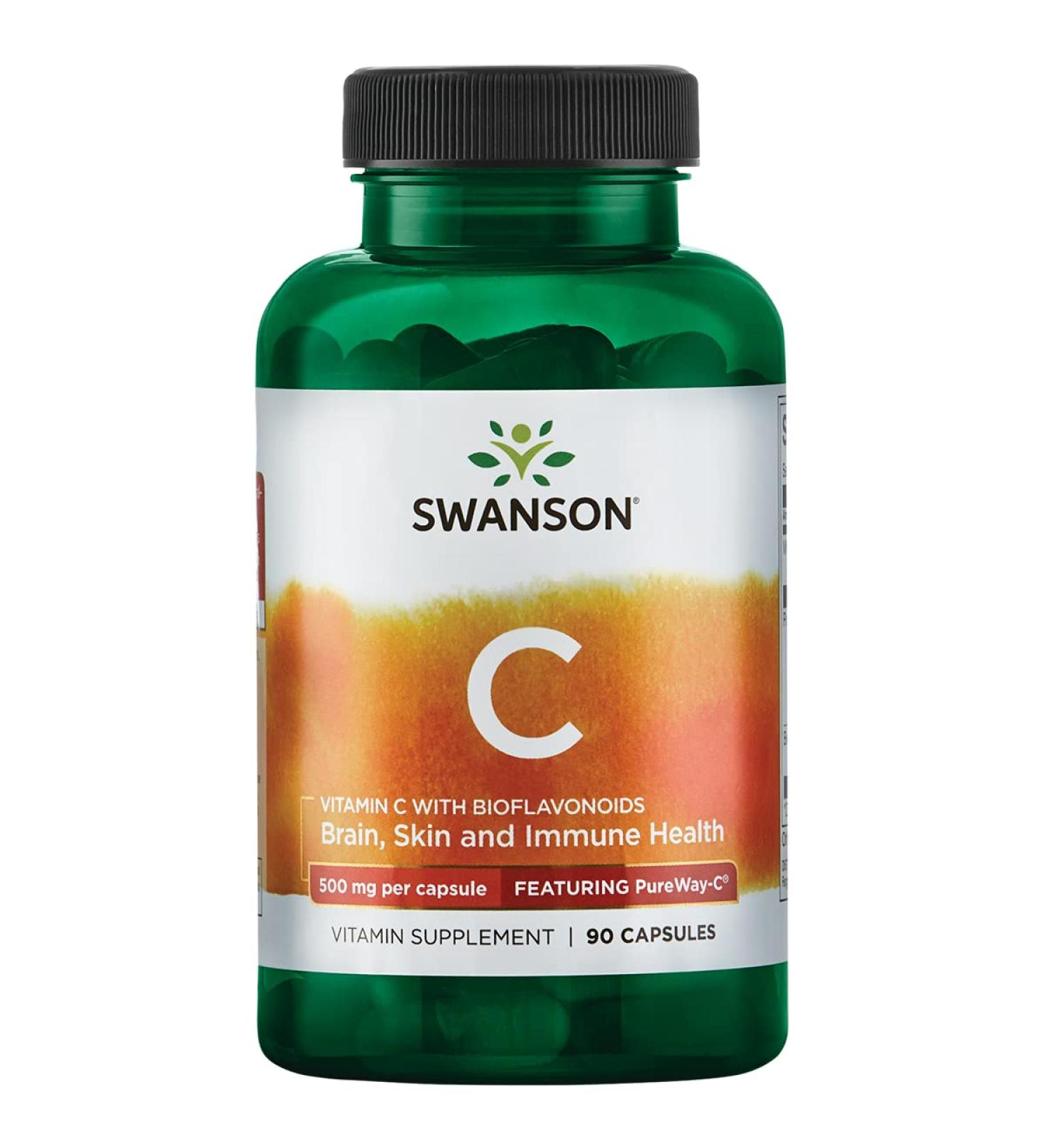 Swanson Pureway Vitamin C 500mg with Bioflavonoids - 90 Capsules - Buy Online on GoSupps.com