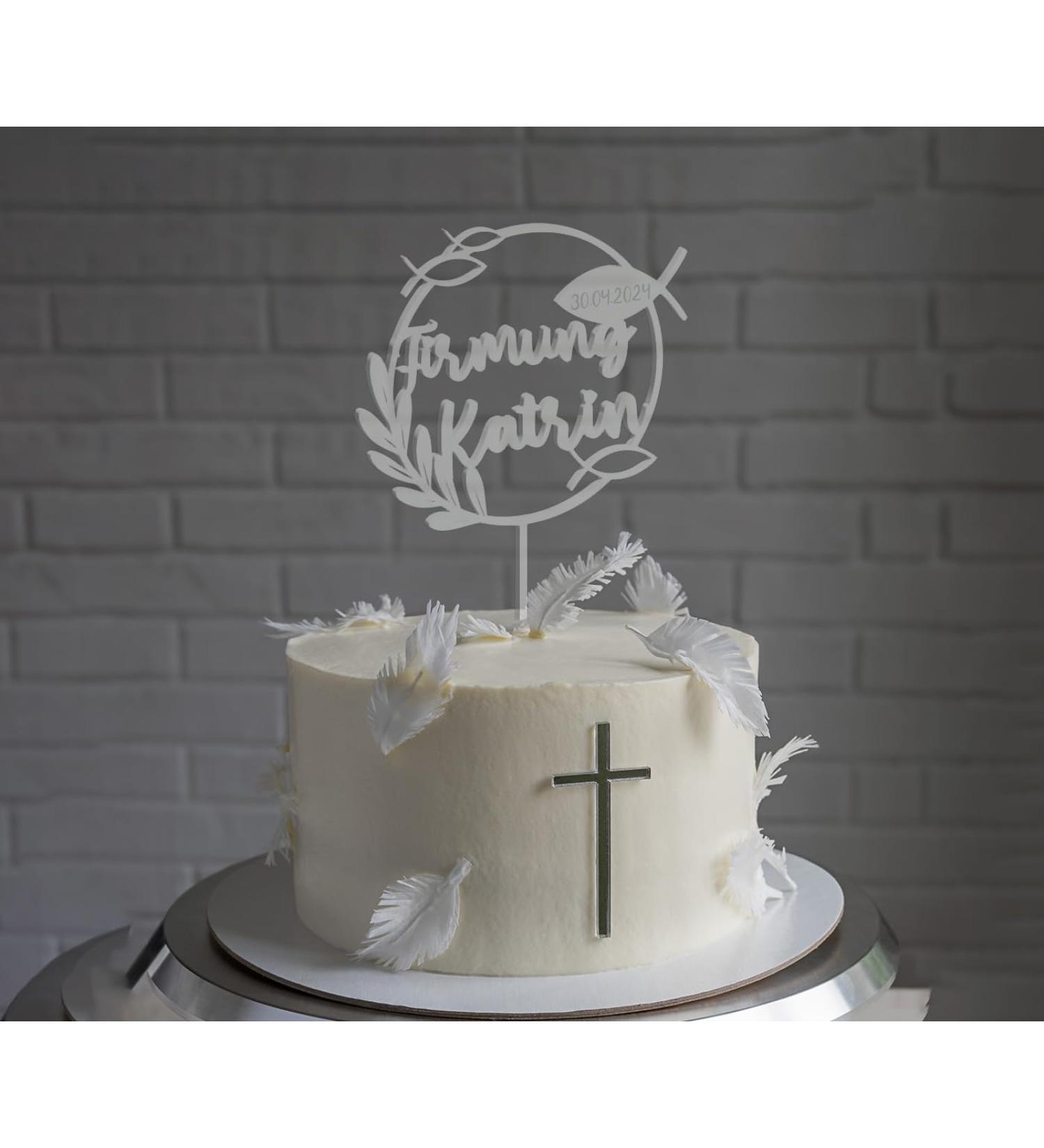 Custom Asino Cake Topper for Communion & Confirmation - Personalized Acrylic Decoration with Name & Date - Buy Online on GoSupps.com