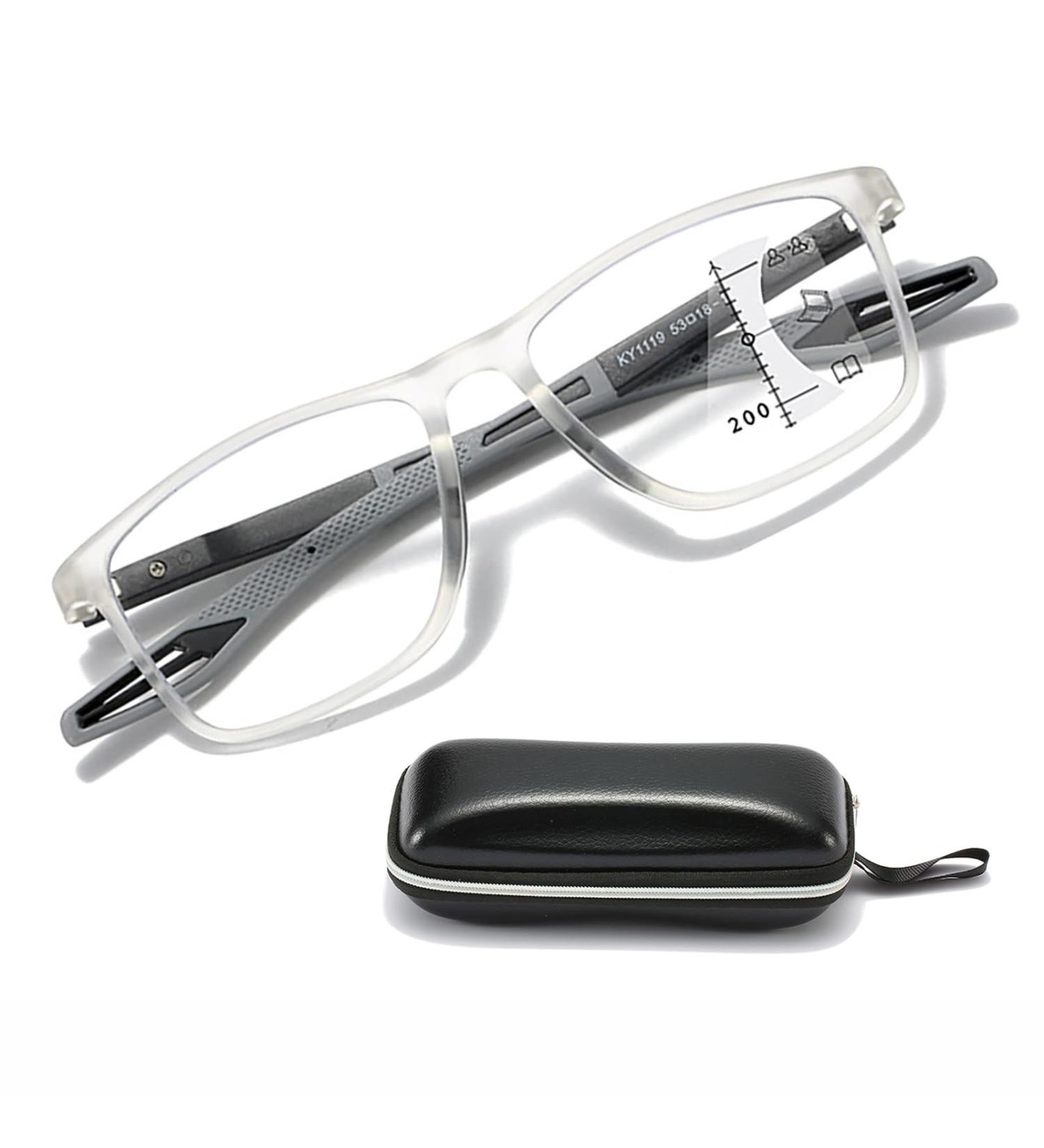 Progressive Multifocus Reading Glasses for Men & Women - Anti Blue Light TR90 Sports Eyewear Transparent Lens for Reading & Work - Buy Online on GoSupps.com