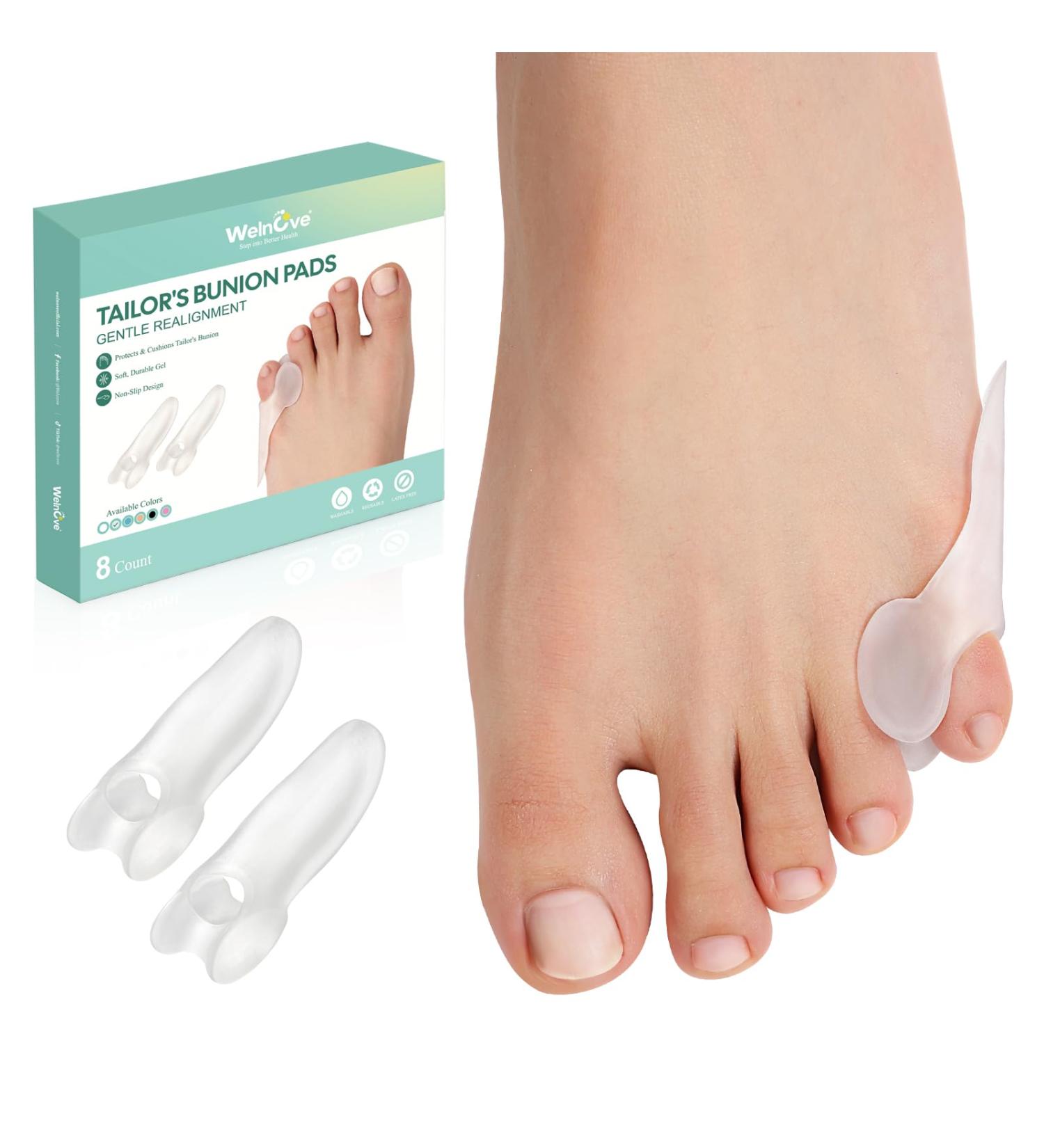 Welnove Bunion Corrector Pads - 8 Pack Pinky Toe Protectors Gel Cushions & Spacers for Foot Pain Relief for Men & Women - Buy Online on GoSupps.com