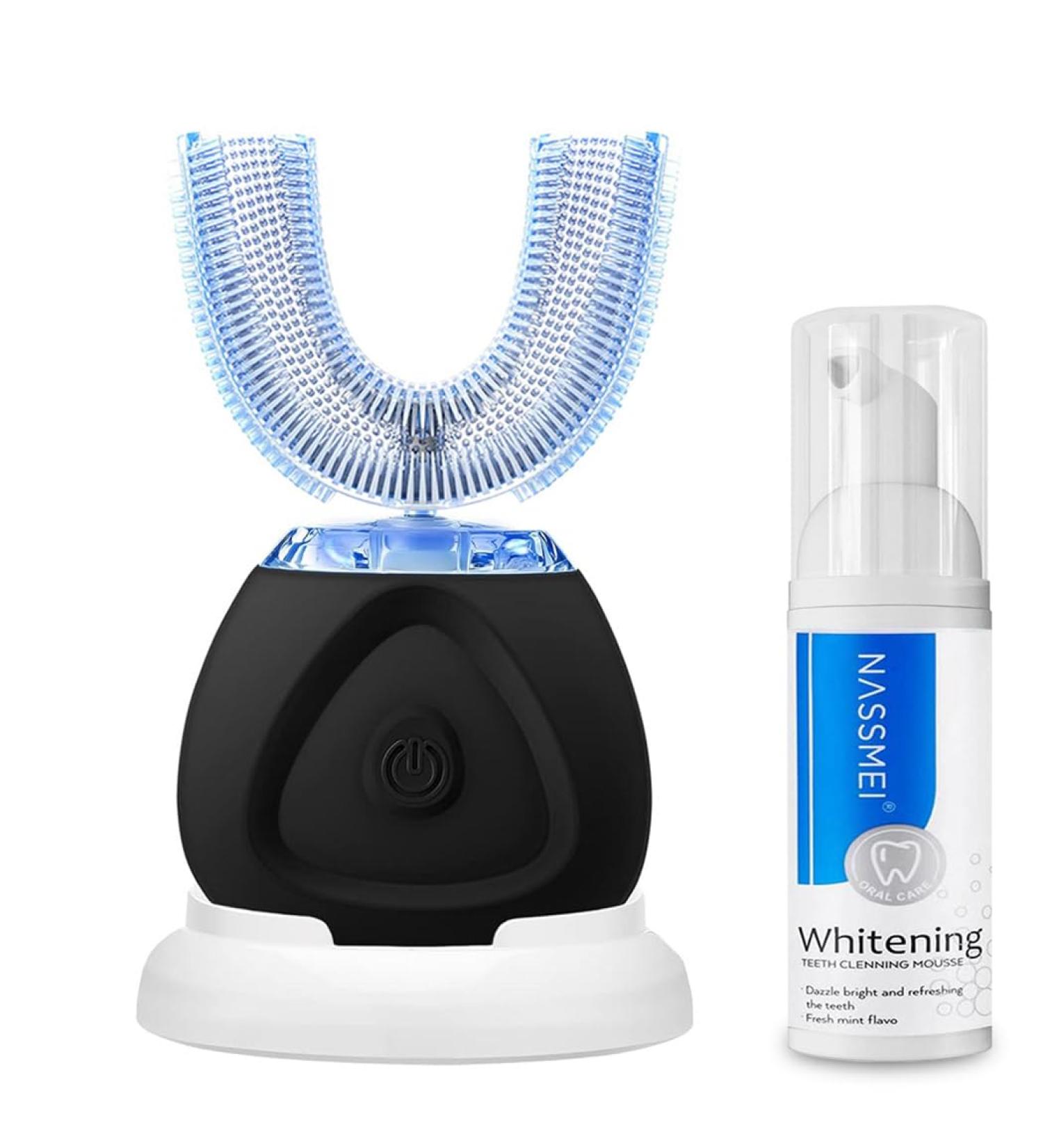 360 Automatic Ultrasonic Toothbrush - Wireless Black Electric Tooth Whitener with Timer for Adults - Best Sound Tooth Cleaning Device - Buy Online on GoSupps.com