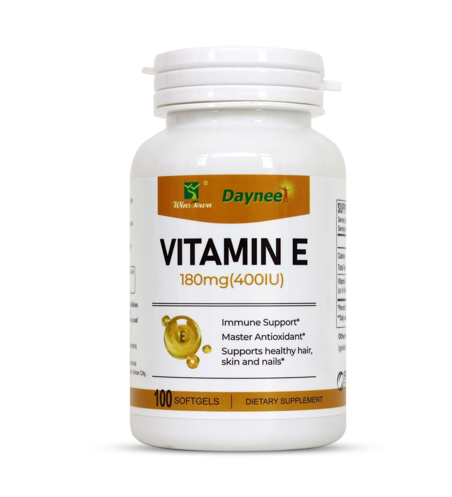 Wins Town Vitamin E Softgels 180mg (400IU), Immune Support, Master Antioxidant, Supports Healthy Hair, Skin & Nails, 100 Capsules - Buy Online on GoSupps.com