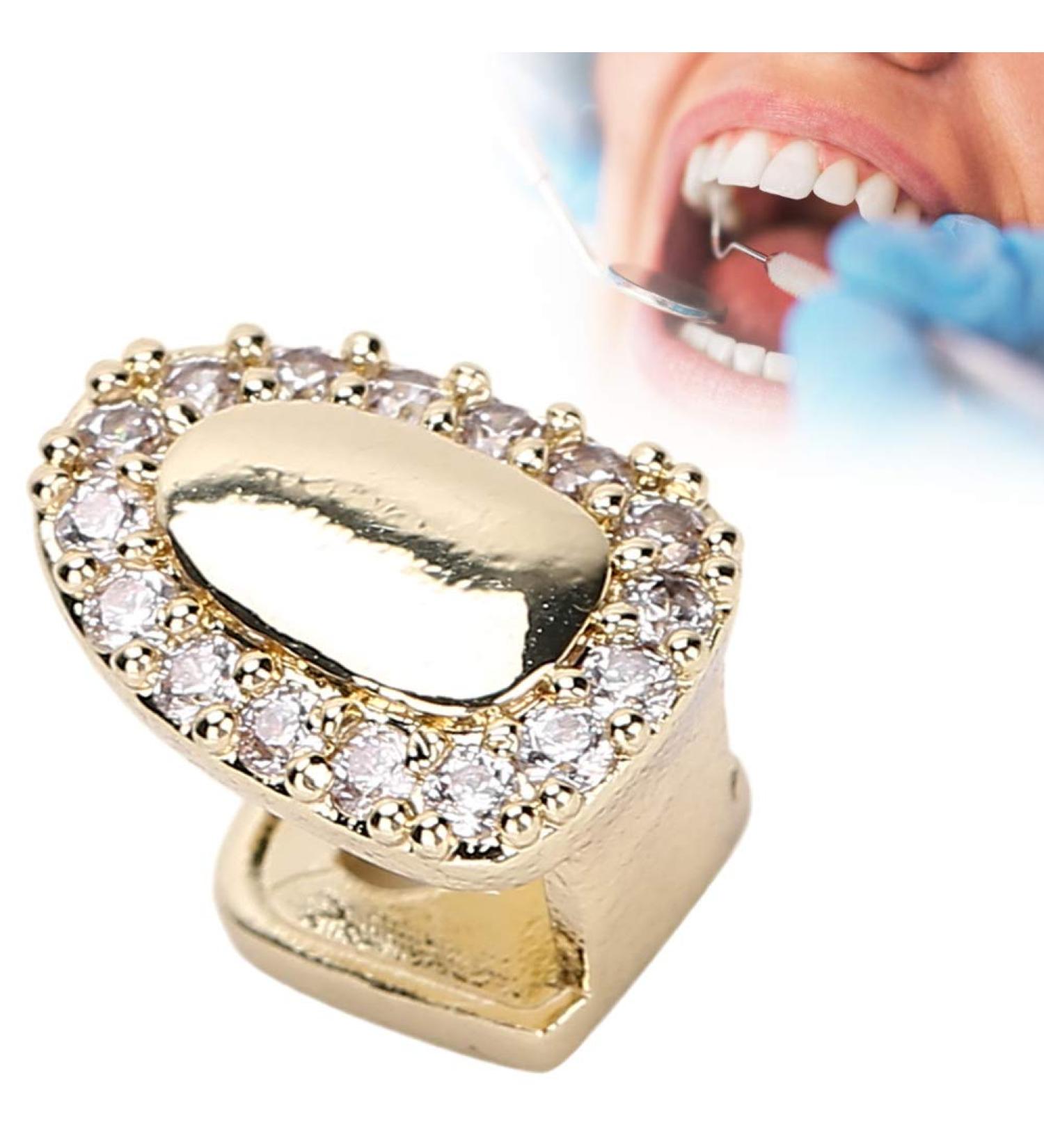 Gold-Plated Hip Hop Grillz - Bling Teeth Jewelry for Men & Women | Diamond Grill Body Jewelry Gift - Buy Online on GoSupps.com