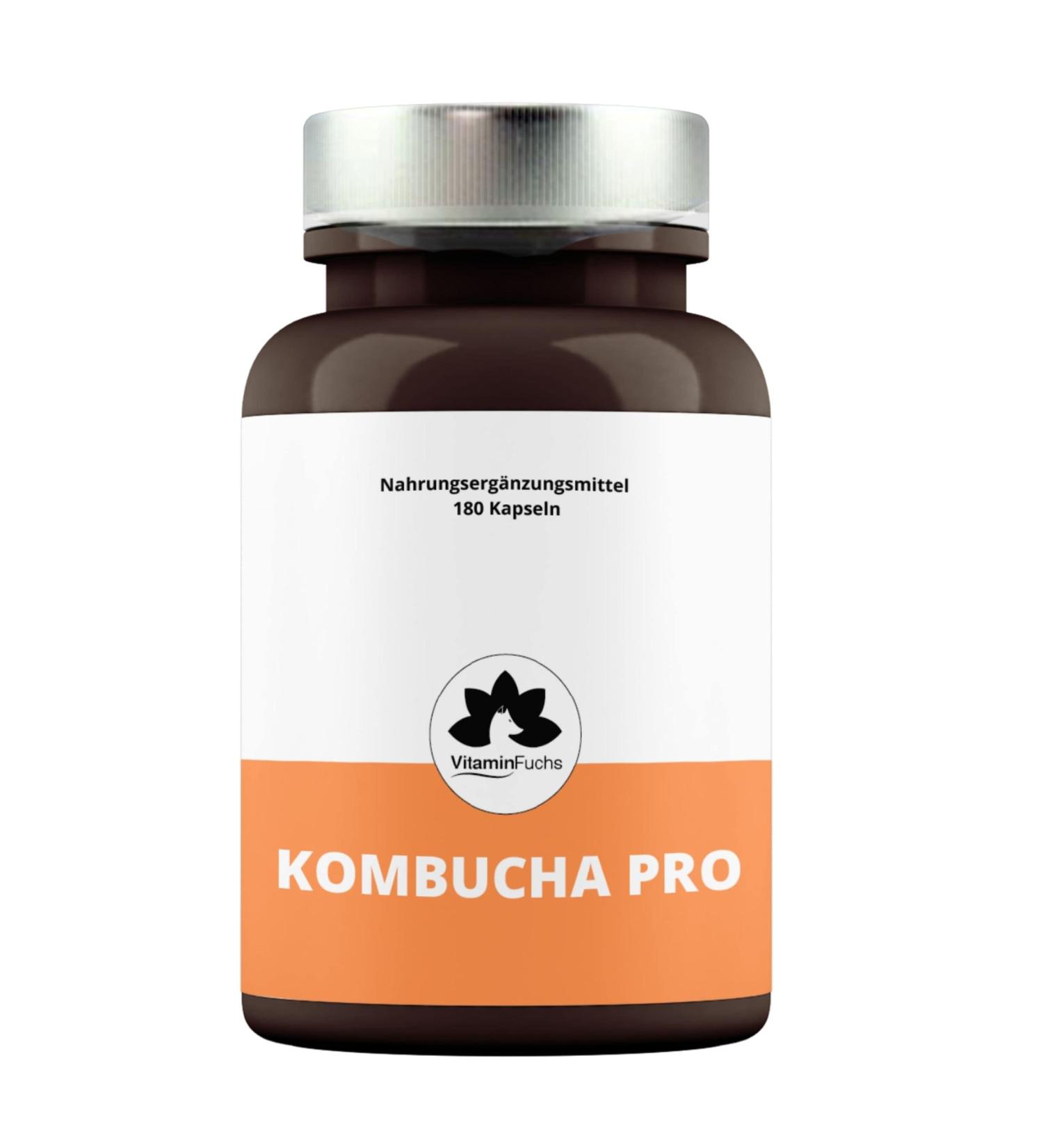 Kombucha Capsules with Vitamin E - 180 Premium Capsules for 3 Months Supply | Kombucha Mushroom Extract by Vitamin Fox - Boost Your Wellness - Buy Online on GoSupps.com