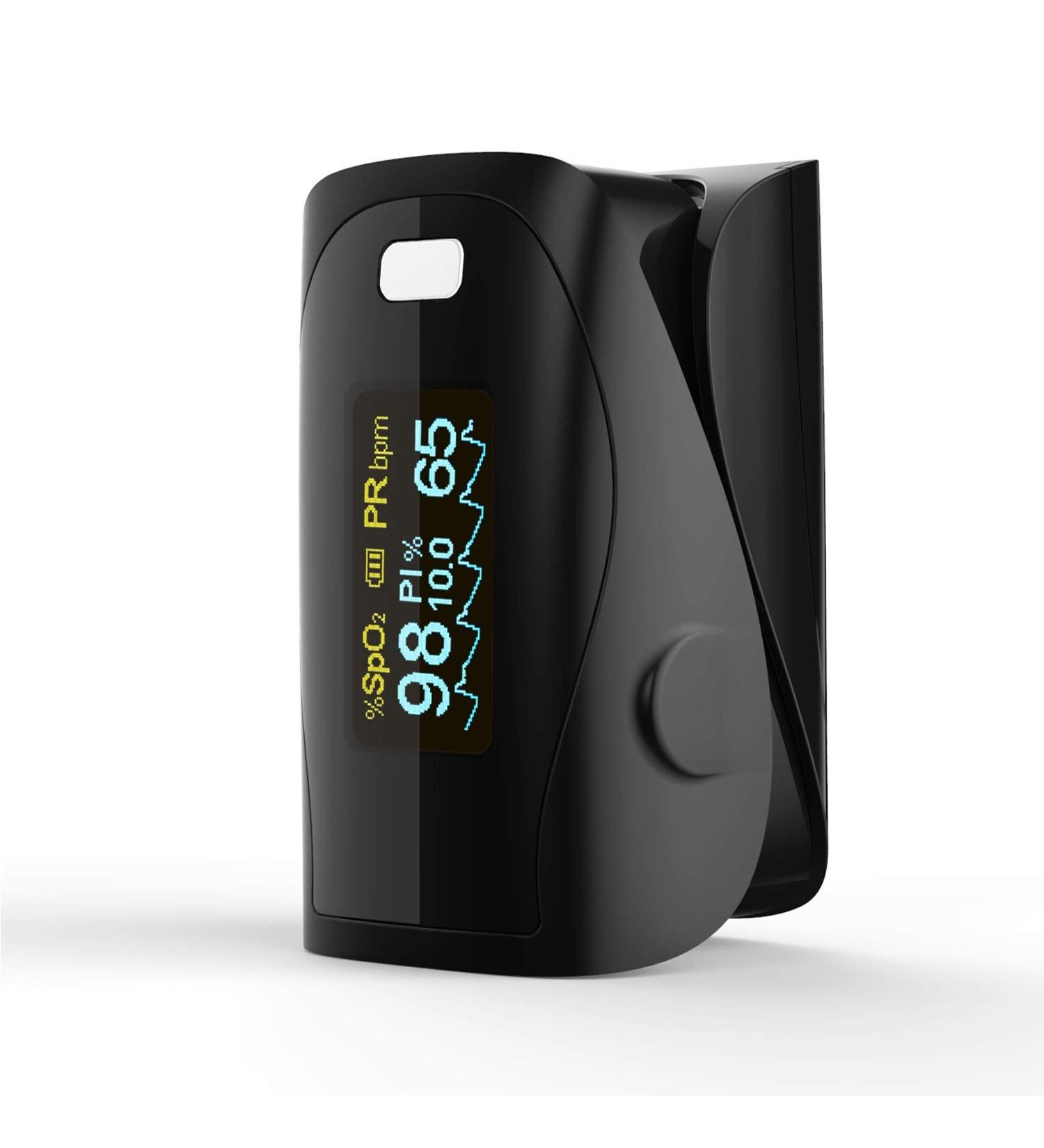 PRCMISEMED Pro Sports & Aviation Pulse Oximeter Finger Monitor with Lanyard - OLED Black - Buy Online on GoSupps.com