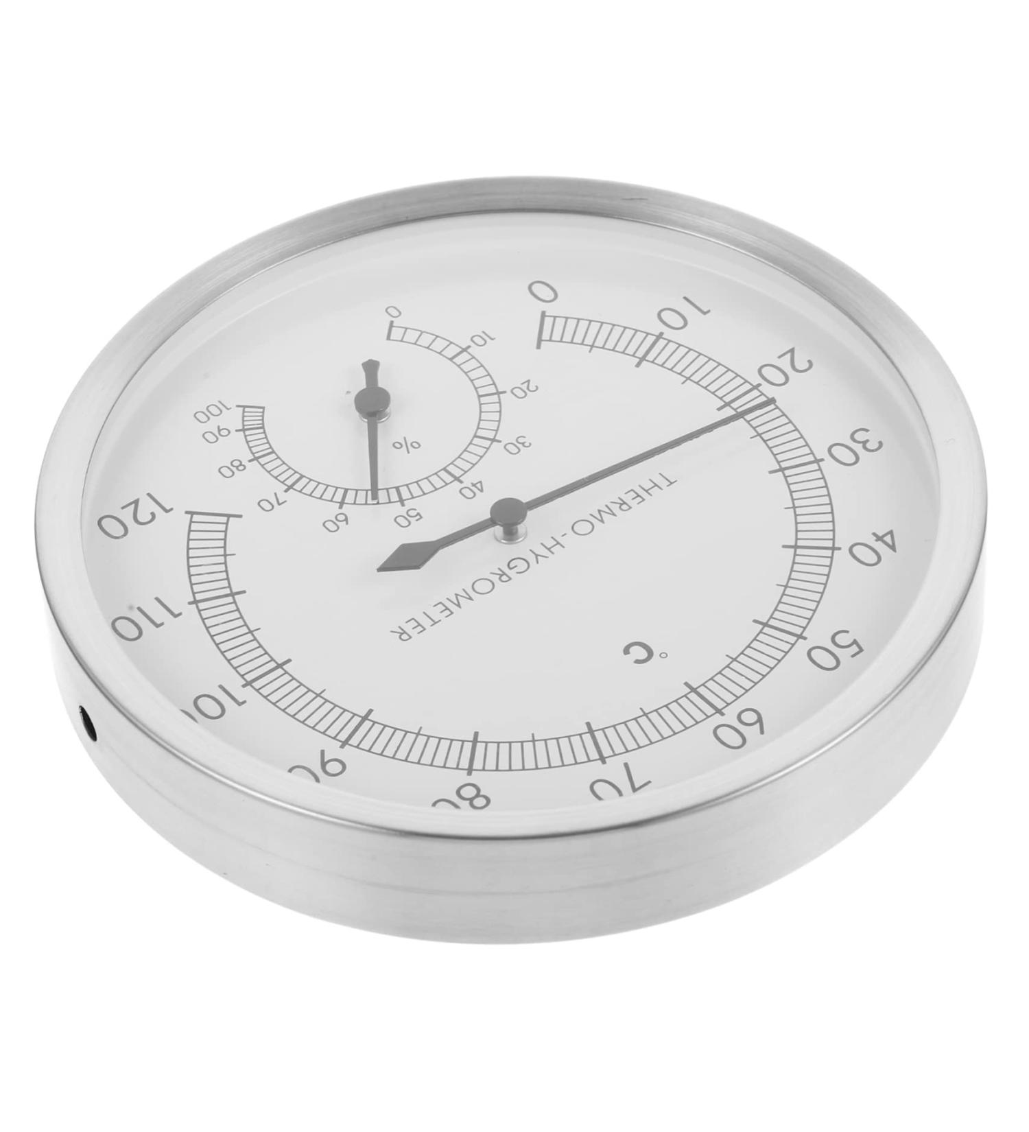 Garneck Sauna Moisture Thermometer & Hygrometer - Stainless Steel Room Thermometer & Wall Clock for Home - Accurate Pressure Display - Buy Online on GoSupps.com