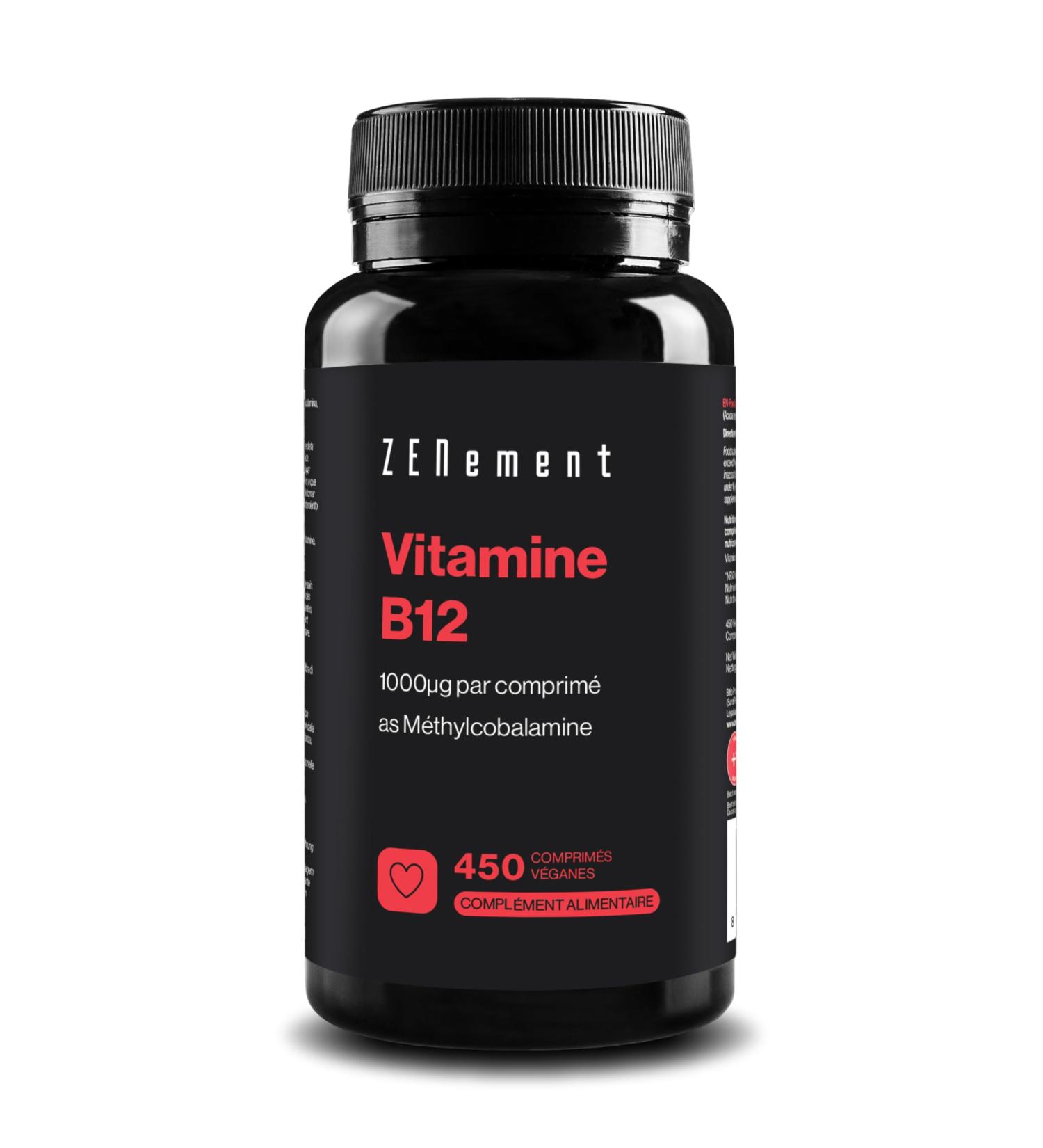 Vitamin B12 1000 mcg - 450 Vegan Tablets (+ 1 Year) - Vit B12 Methylcobalamin Highly Bioavailable - For Energy Immunity and Fatigue - For Vegans Additives and Gluten Free - Buy Online on GoSupps.com