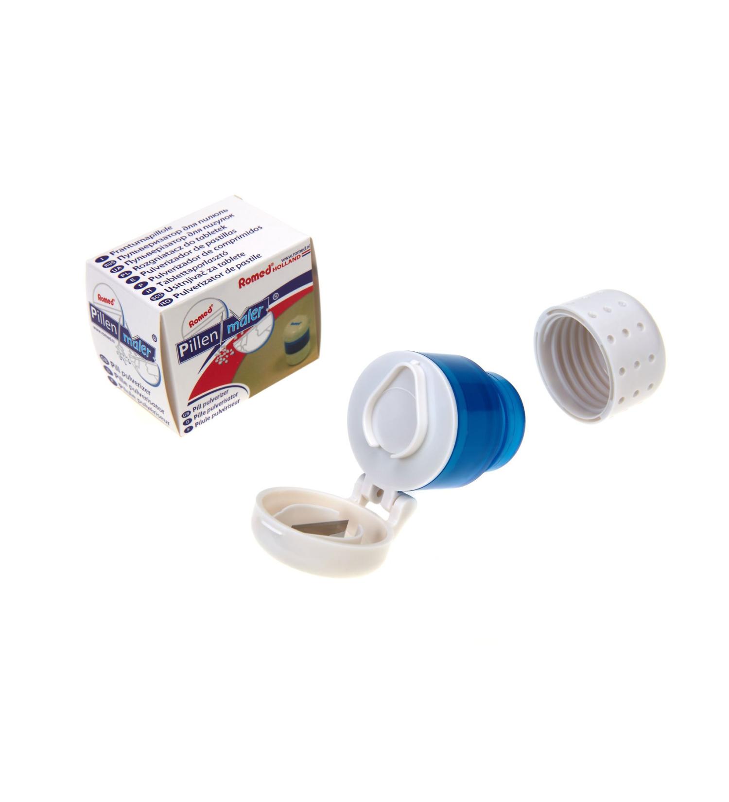 Pilulier Bo te Pilules avec 3 fonctions: Tablette peintre Tablette Mortier Coupe-Comprim + pilules Mortier 3 fonctions Blanc/Bleu - Buy Online on GoSupps.com