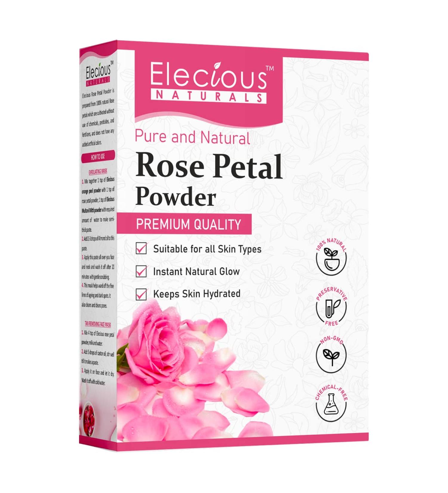 Pure Rose Petals Powder for Face Skin & Hair - Chemical-Free Non-GMO 200gm Moisturizer - Buy Online on GoSupps.com