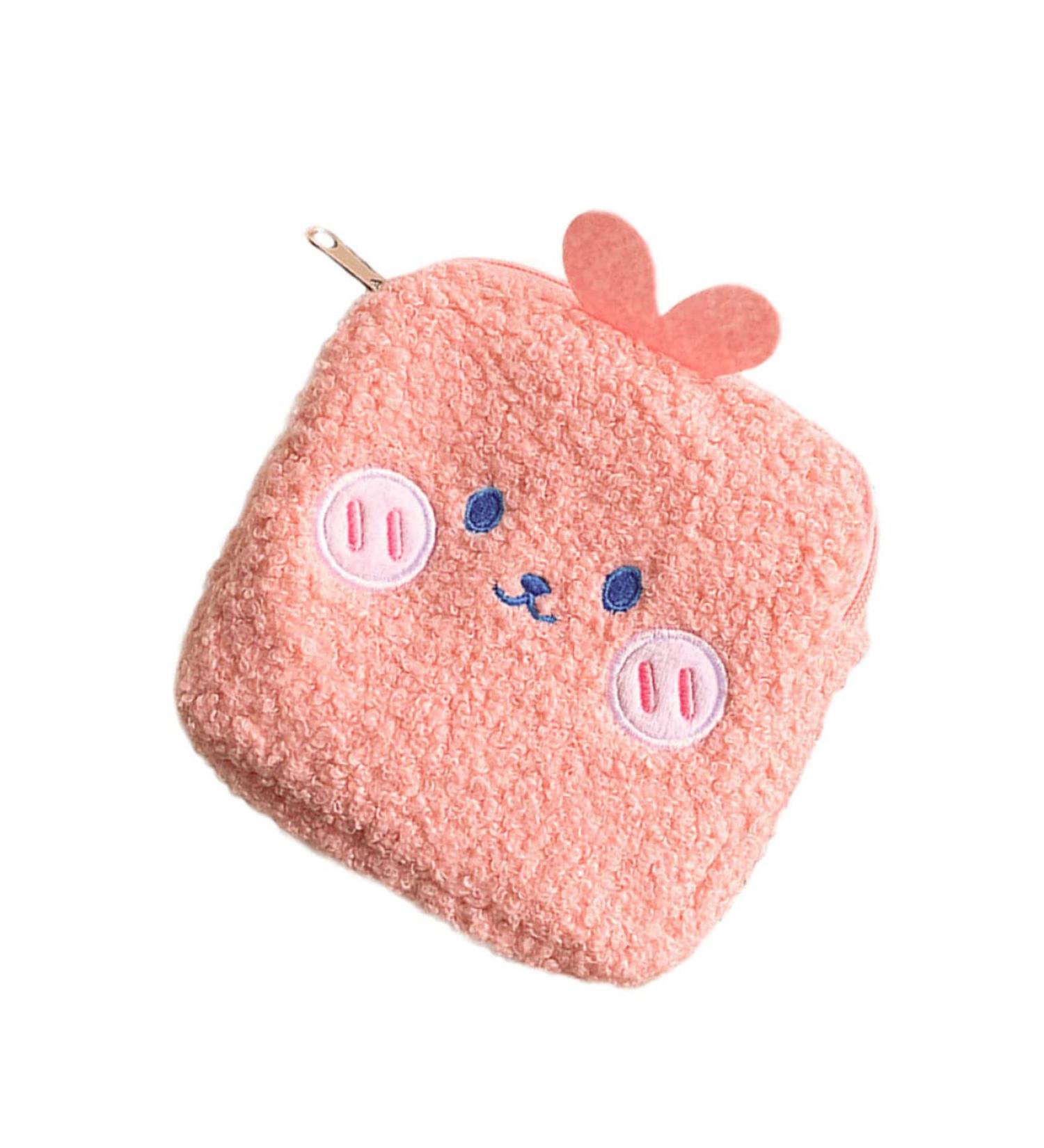 KALLORY Teen Napkin Wallet Set | Mini Rabbit Zipper Pads for Menstrual Cycle | Cute Plush Pouch for Women | Cartoon Cosmetic Bag - Buy Online on GoSupps.com