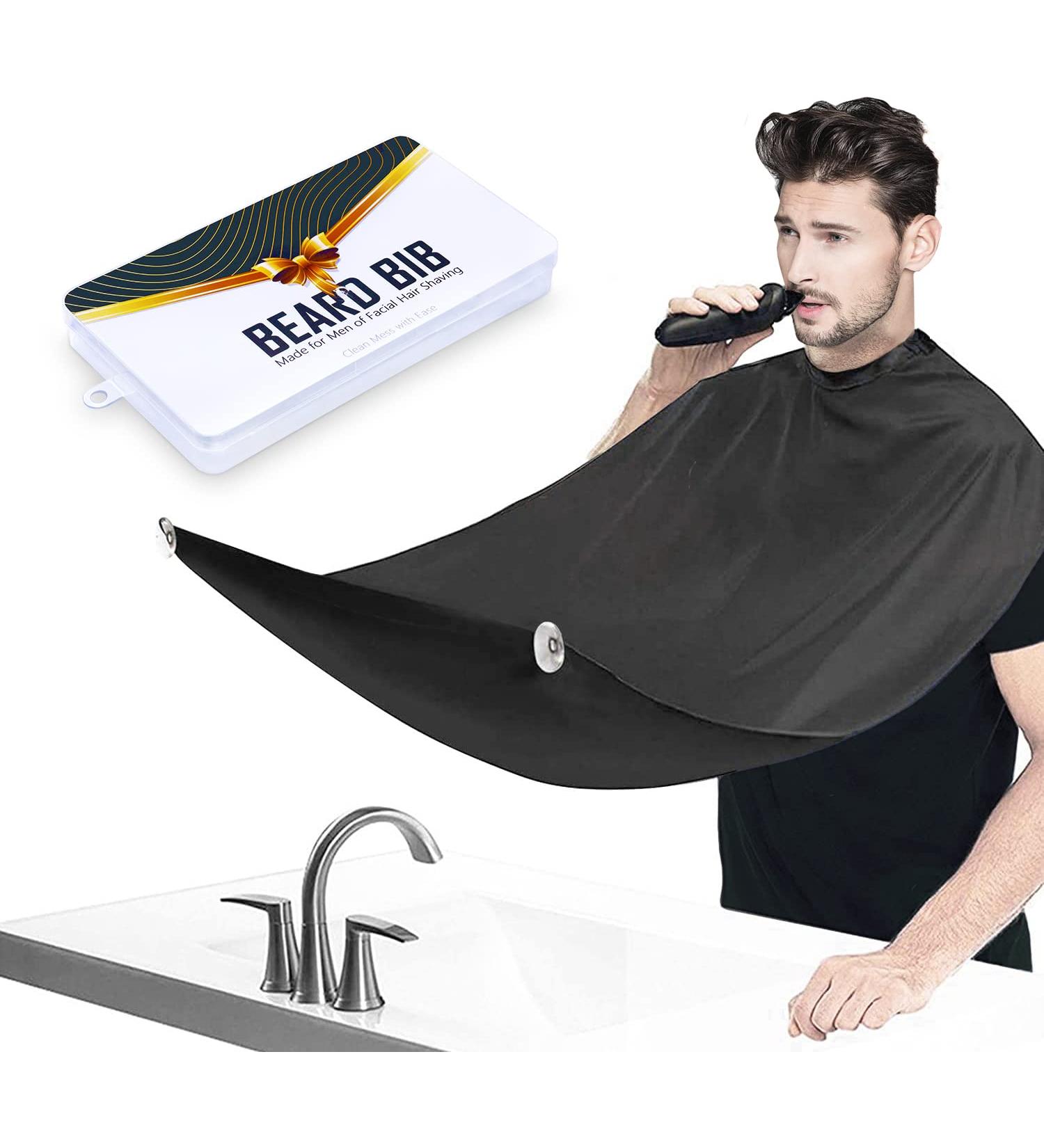 Beard Bib Apron for Men - Waterproof Beard Hair Catcher for Shaving & Trimming - Grooming Cloth with Suction Cups - Birthday Gift for Him - Buy Online on GoSupps.com