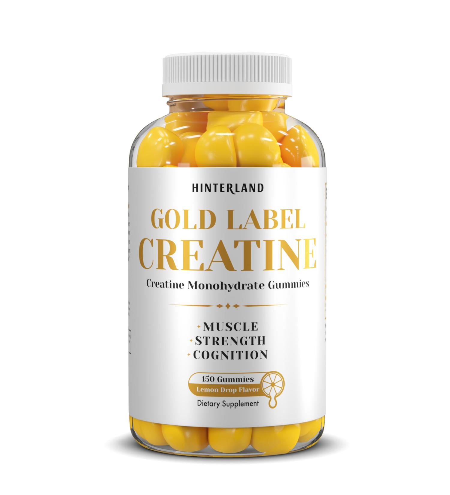 Hinterland Gold Label Creatine Monohydrate Gummies - 5 000mg Strength & Muscle Building Supplement | 150 Chews for Brain Health (30 Servings - Buy Online on GoSupps.com