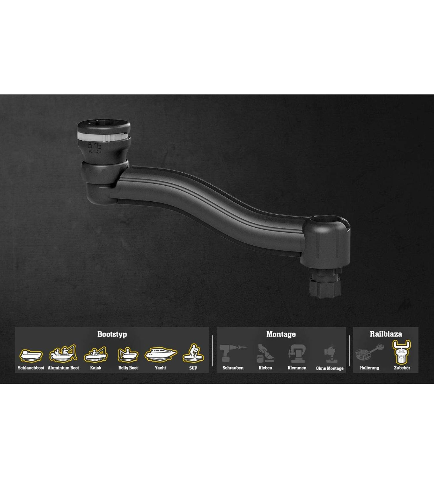 Railblaza ND-228 Swing ARM Mount R-Lock for Unisex Adults - Black Standard | International Shipping Available - Buy Online on GoSupps.com