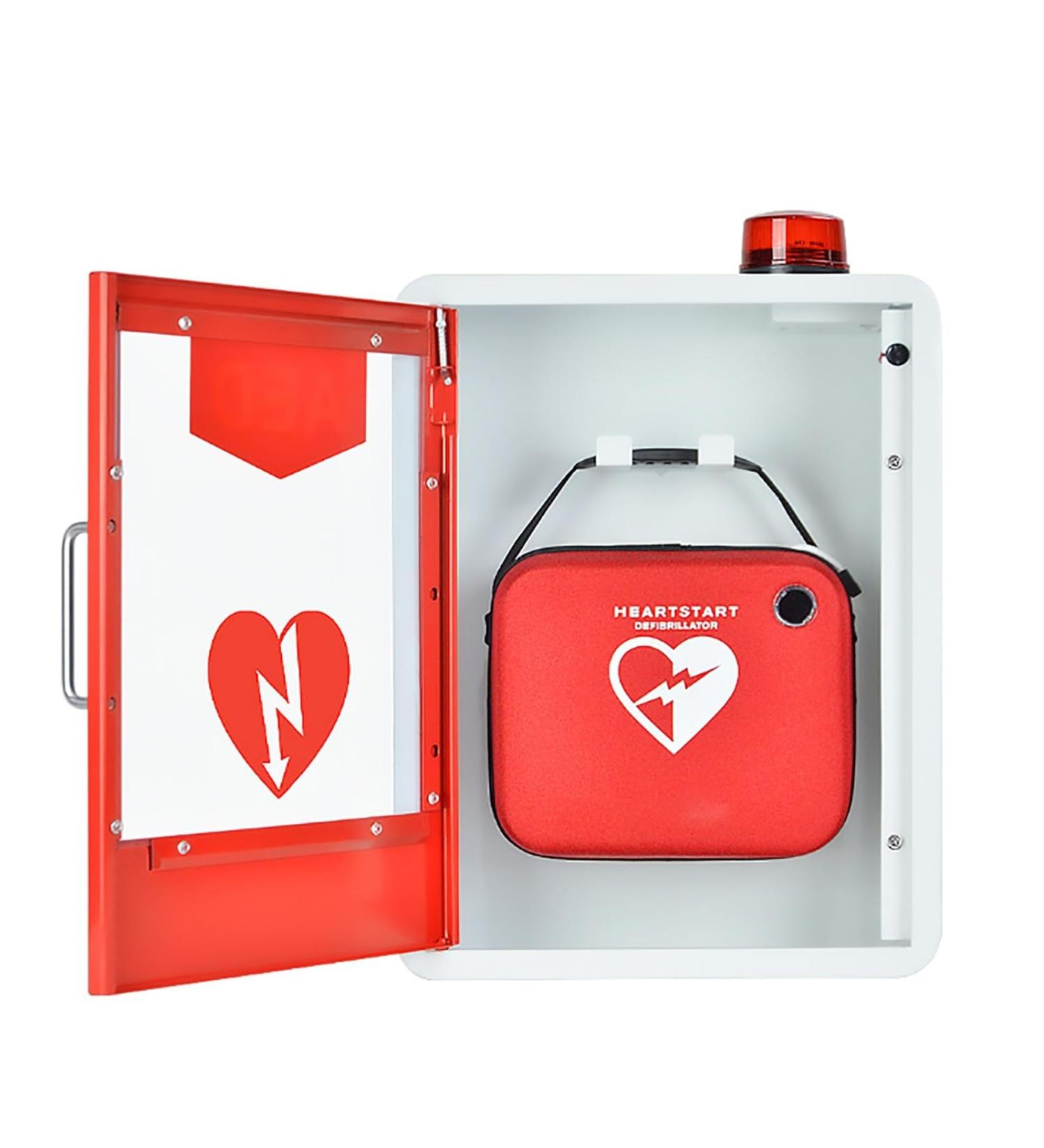 Qianmei AED Cabinet - Wall-Mounted Defibrillator Storage for Home Office & Hospital | Durable 1.2mm Steel with Transparent Window - Buy Online on GoSupps.com