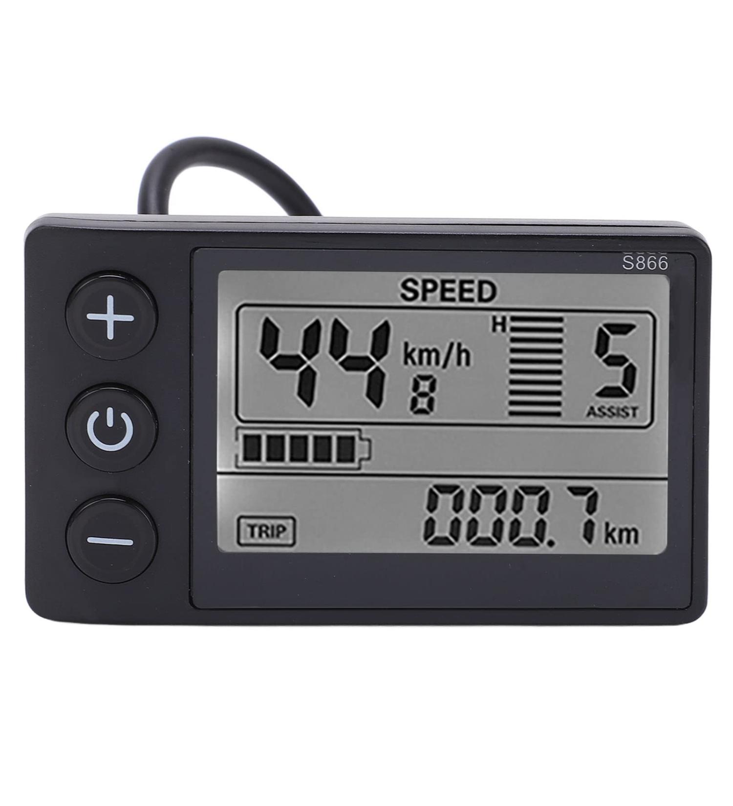 Alomejor S866 LCD Display - Large Screen LCD Display for Electric Bicycle (24V 36V 48V) with Waterproof Plug - Buy Online on GoSupps.com