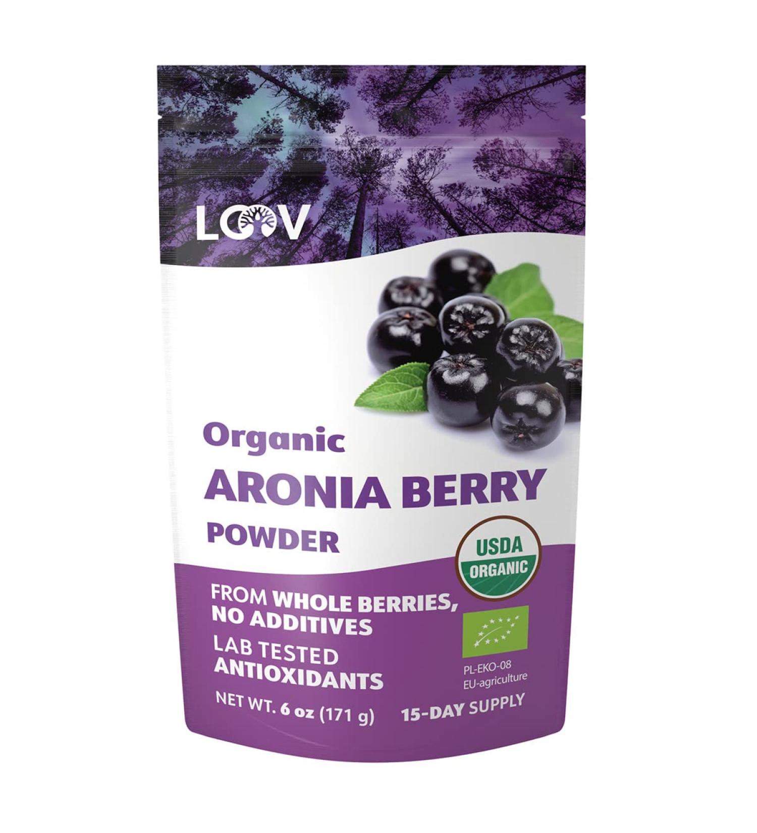 LOOV Organic Aronia Berry Powder - Freeze Dried European Berries, 6 oz, Raw & Sugar-Free - Buy Online on GoSupps.com