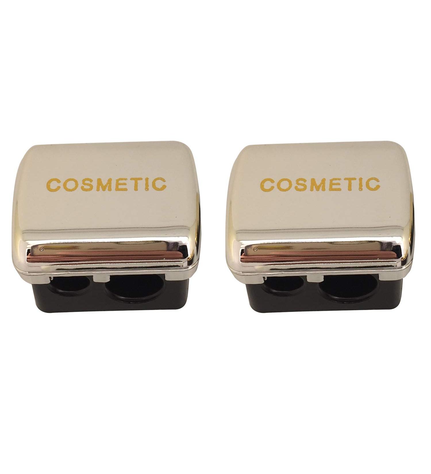 JOSALINAS Dual Makeup Sharpener - 2 Pack for Cosmetic Eyebrow Eyeliner Pencil | Silver Finish - Buy Online on GoSupps.com