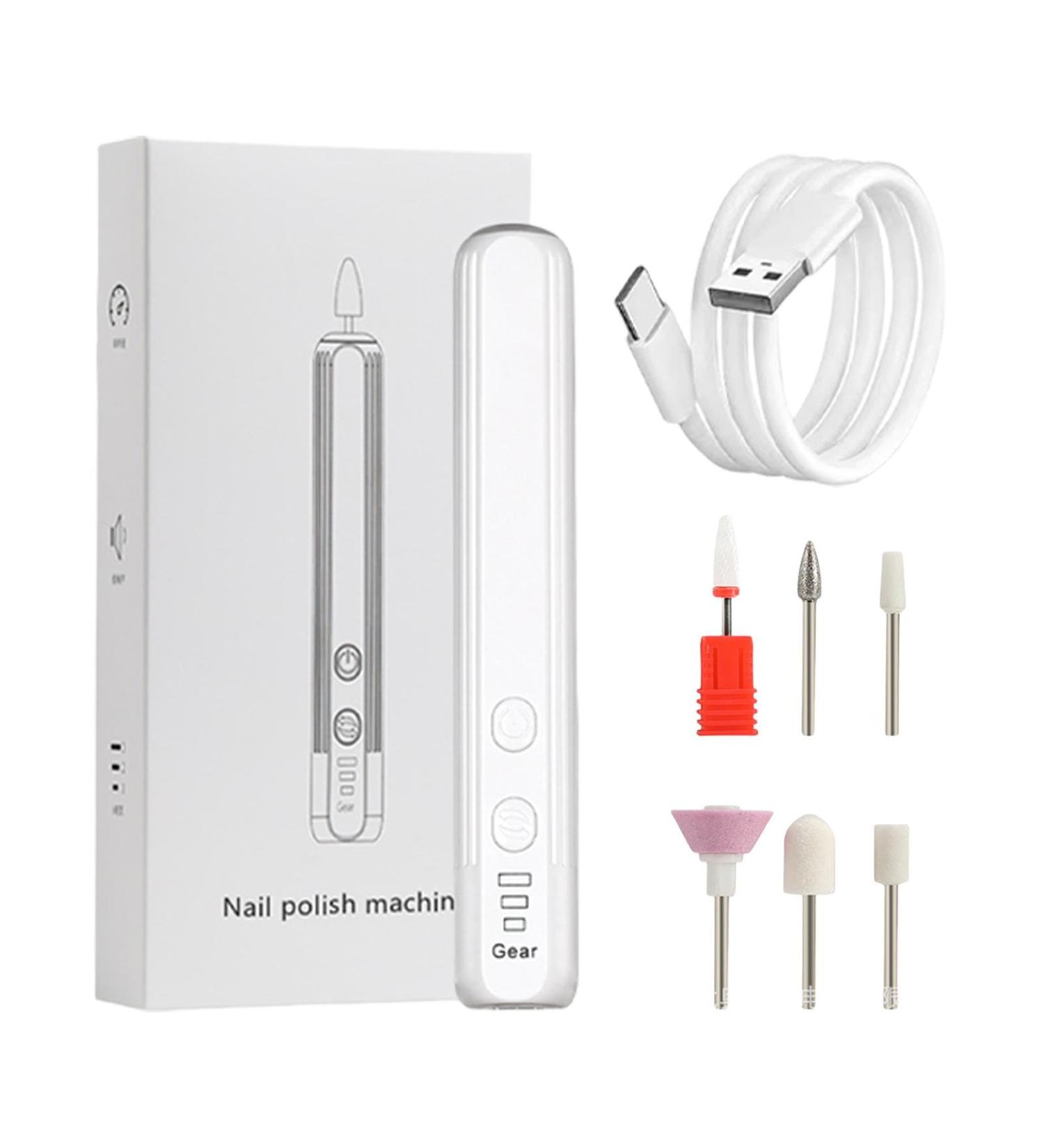 Electric Filer for Nail | Electric Polishing Set with Nail Drill - Compact Portable Design Electric Filer Hand Foot Care Tool for Nail Grind Trim Polish White English Version - Buy Online on GoSupps.com