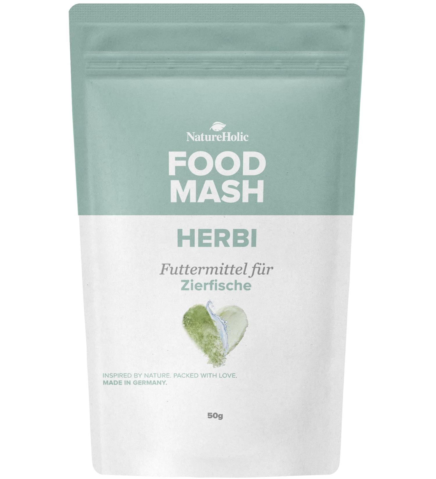 NatureHolic Food Mash Herbi - Balanced Nutrition - Premium Plant Ingredients - Immunity and Beautiful Coloring of Fish - 50g