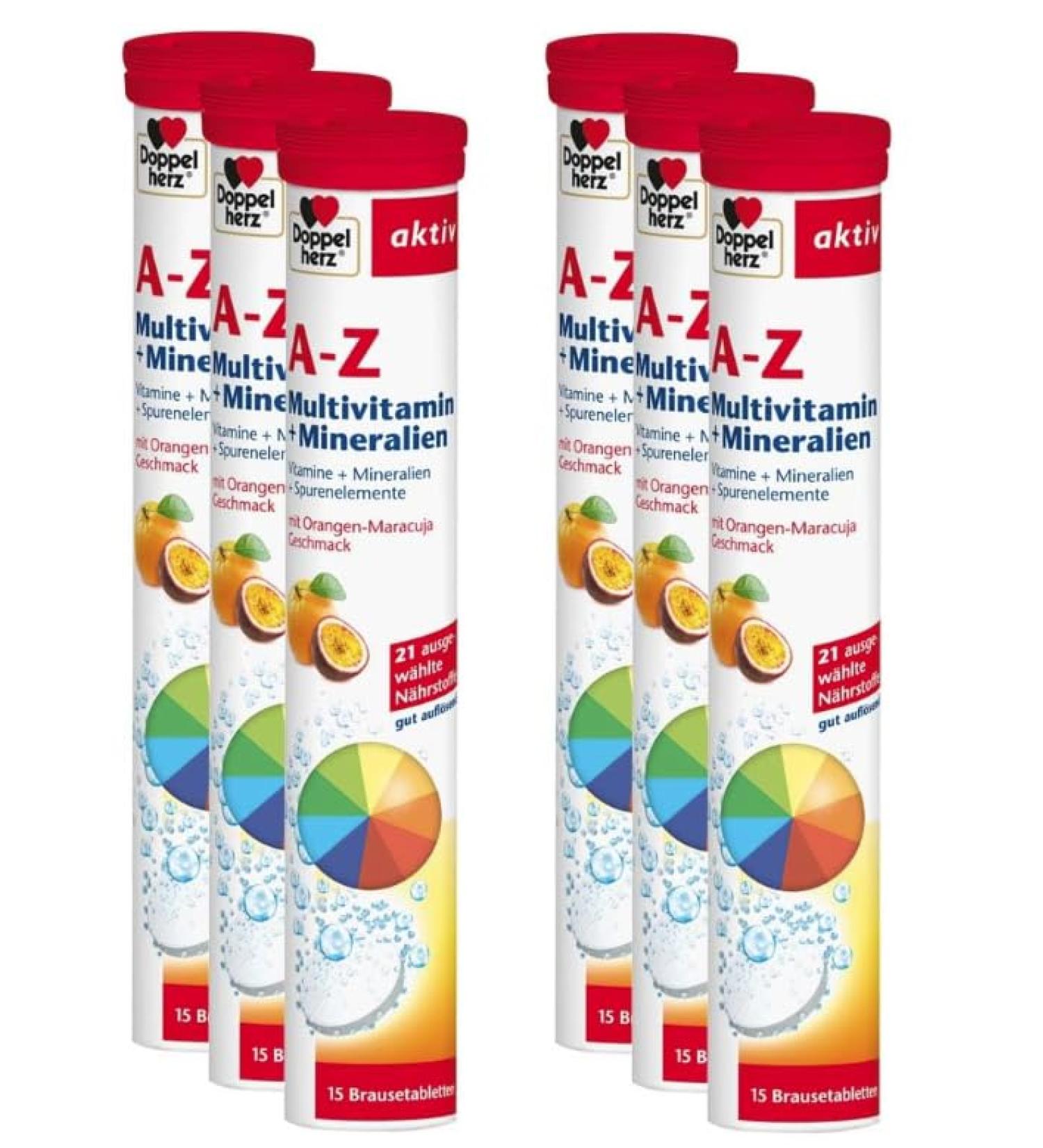 Queisser Pharma Doppelherz AZ Multivitamin and minerals and trace elements with orangemaracuja flavor 6x15 effervescent tablets
