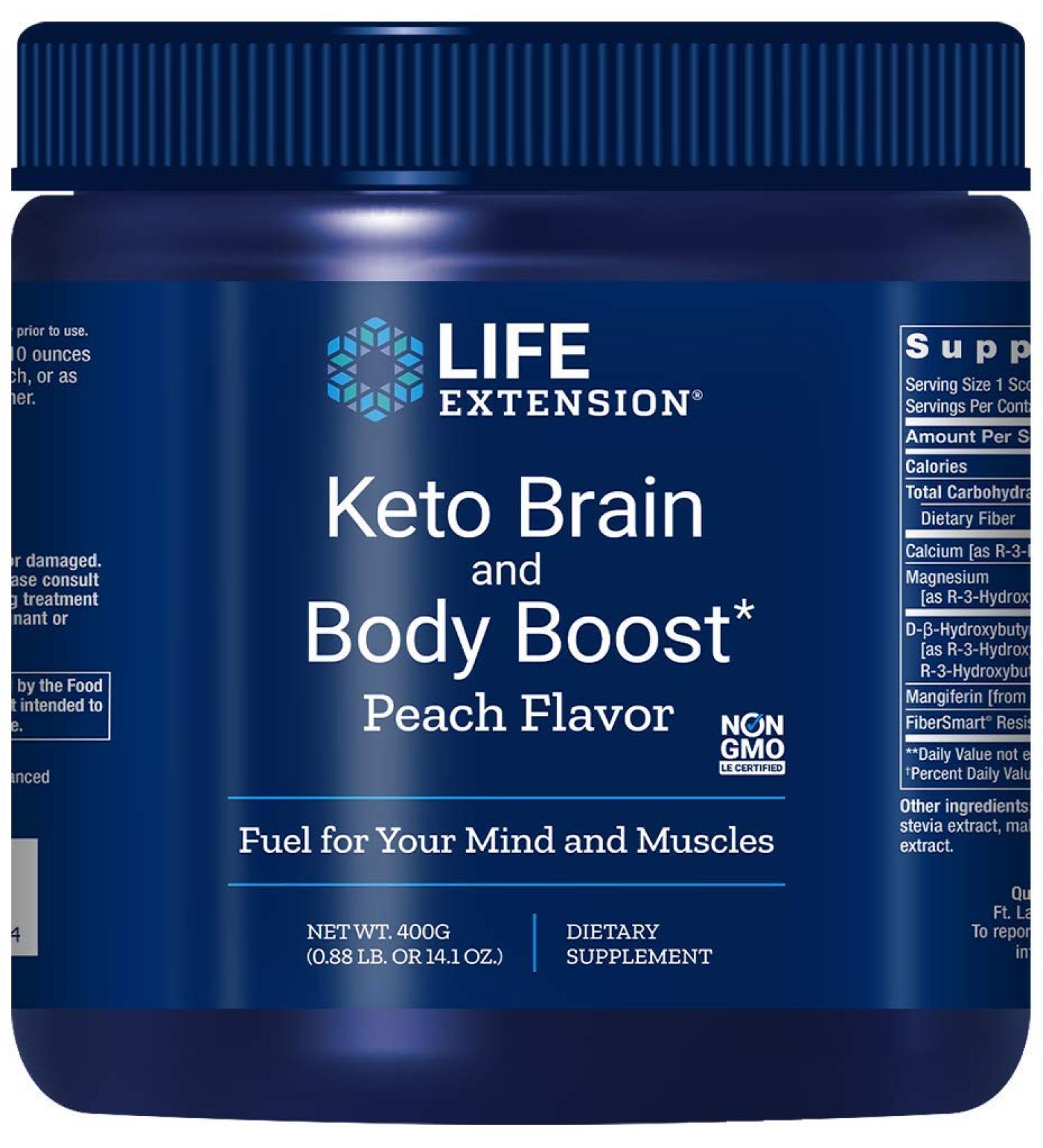 Life Extension Keto Brain and Body Boost - Peach Flavor 14.1 oz (400g) | Enhance Focus & Energy - Buy Online on GoSupps.com