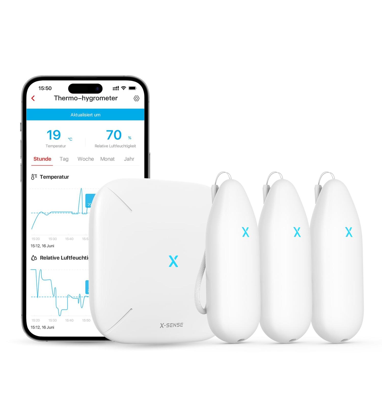 X-Sense WLAN Hygrometer Thermometer - Smart Indoor Temperature & Humidity Monitor Alexa Compatible 3 Sensors + Base Station - Free Data Export 500m Range - Buy Online on GoSupps.com