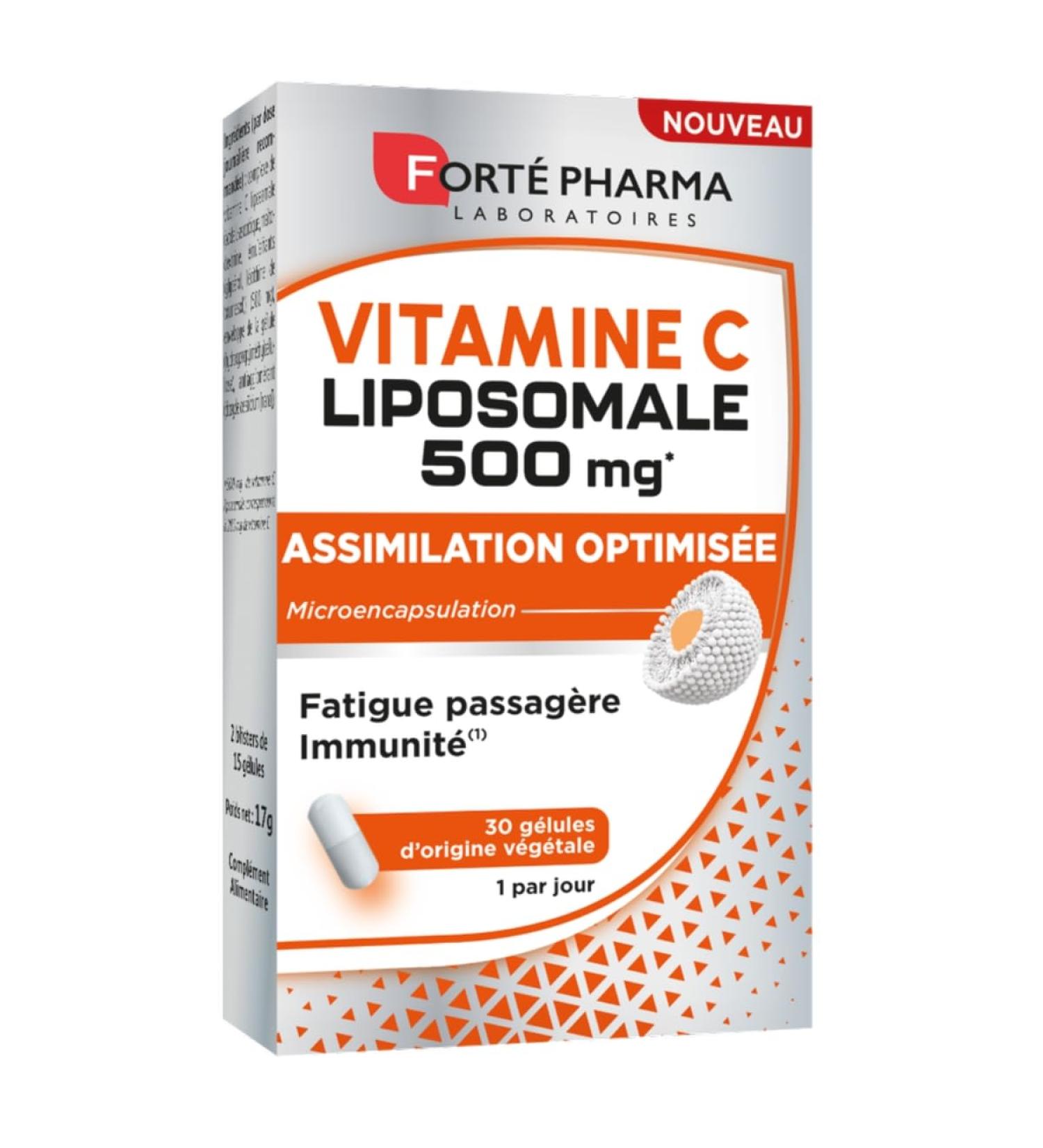 Fort Pharma Vitamine C Liposomale 500 mg | Compl ment alimentaire defense immunitaire & fatigue - Assimilation renforc e - G lules v g tales d s 12 ans - 30 g lules 1/jour Vitamine C Liposomale 500mg - Buy Online on GoSupps.com