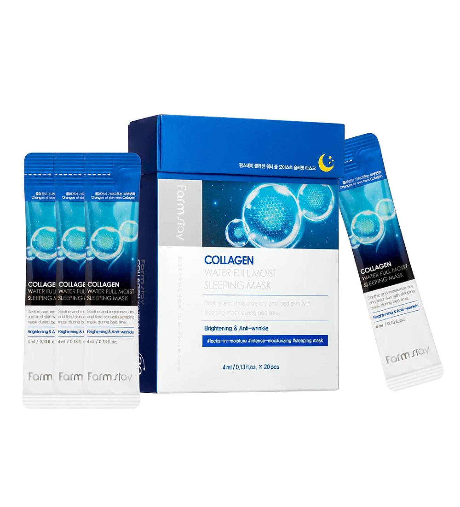 Farmstay Collagen Water Sleeping Beauty Mask - 20 Pieces, Hydrating & Nourishing (0.13 fl oz each) - Buy Online on GoSupps.com