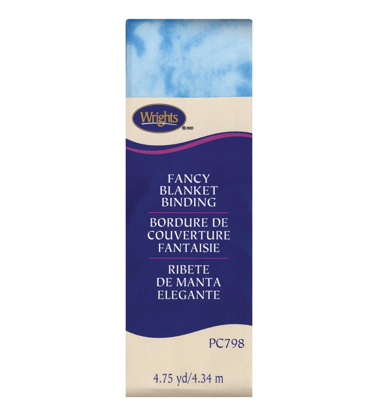 Wrights 117-798-2307 Single Fold Satin Fancy Blanket Binding  2 by 4-3/4-Yard  Tie-Dye Blue